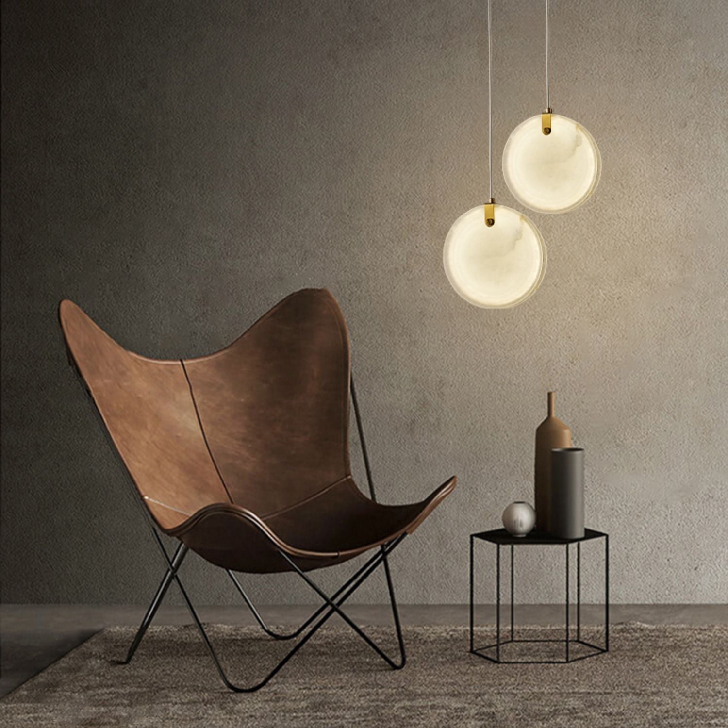 Utalionis Modern Minimalist Brass Alabaster Pendant Light - Letslighting