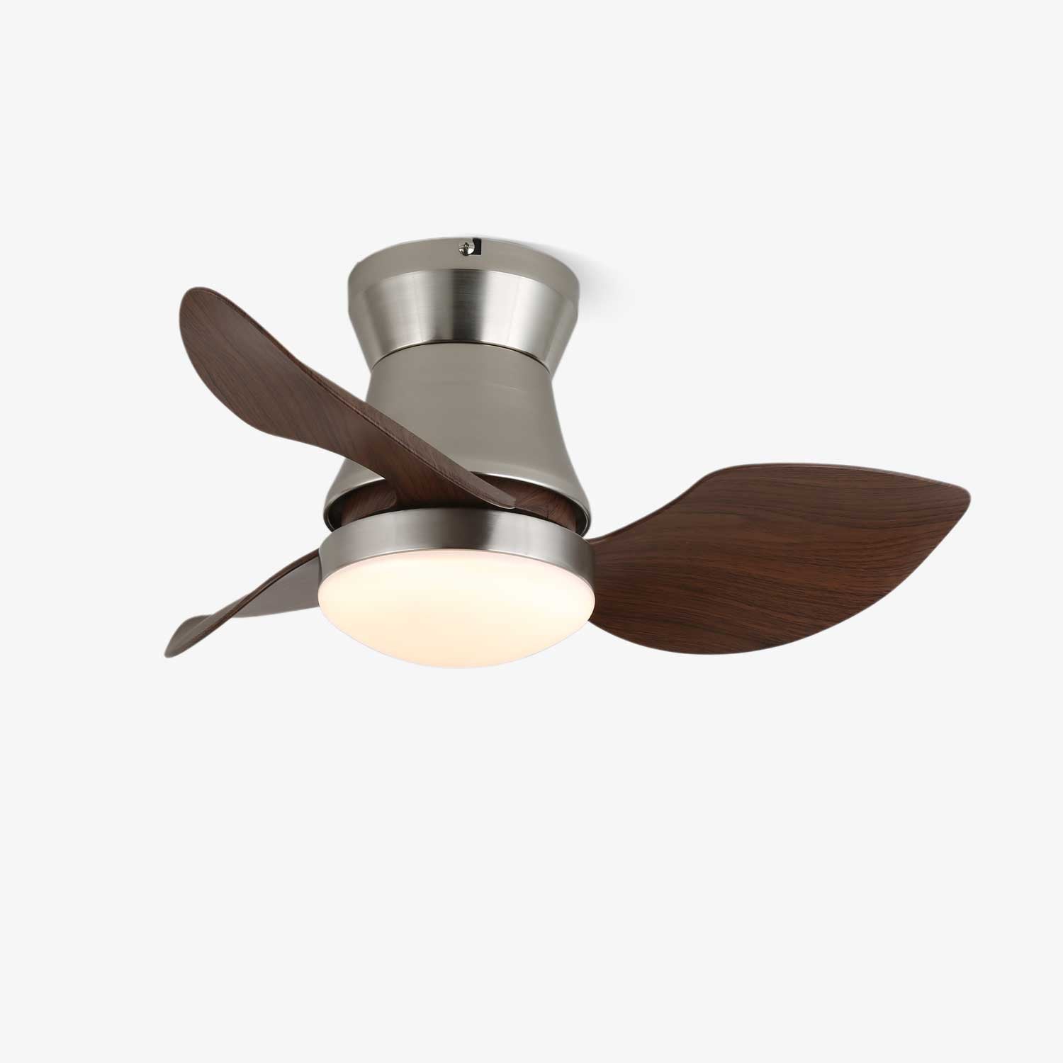 Airlume Moderner Deckenventilator mit Holz und Licht in Betrieb, zeigt Luftbewegung.