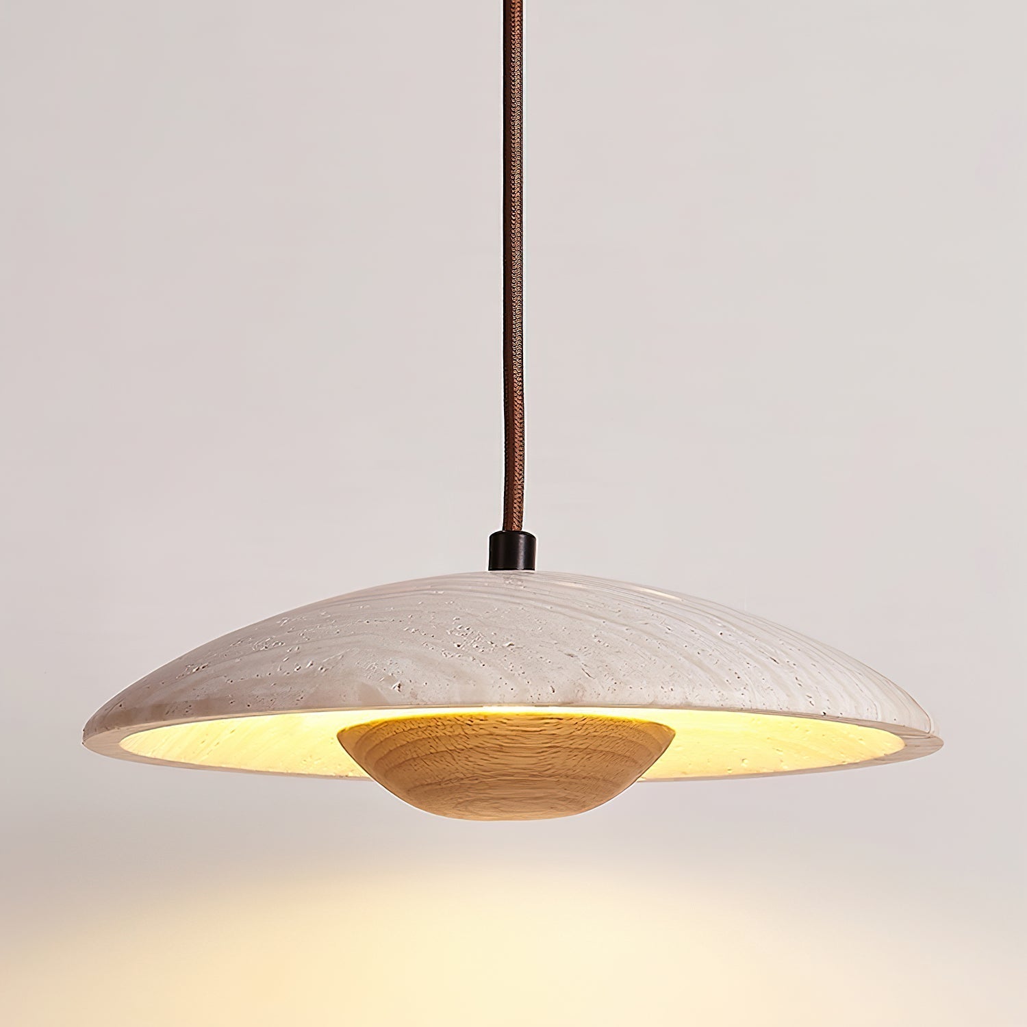 Zodore Wide-Brim Travertine Pendant Light - Neutralighting
