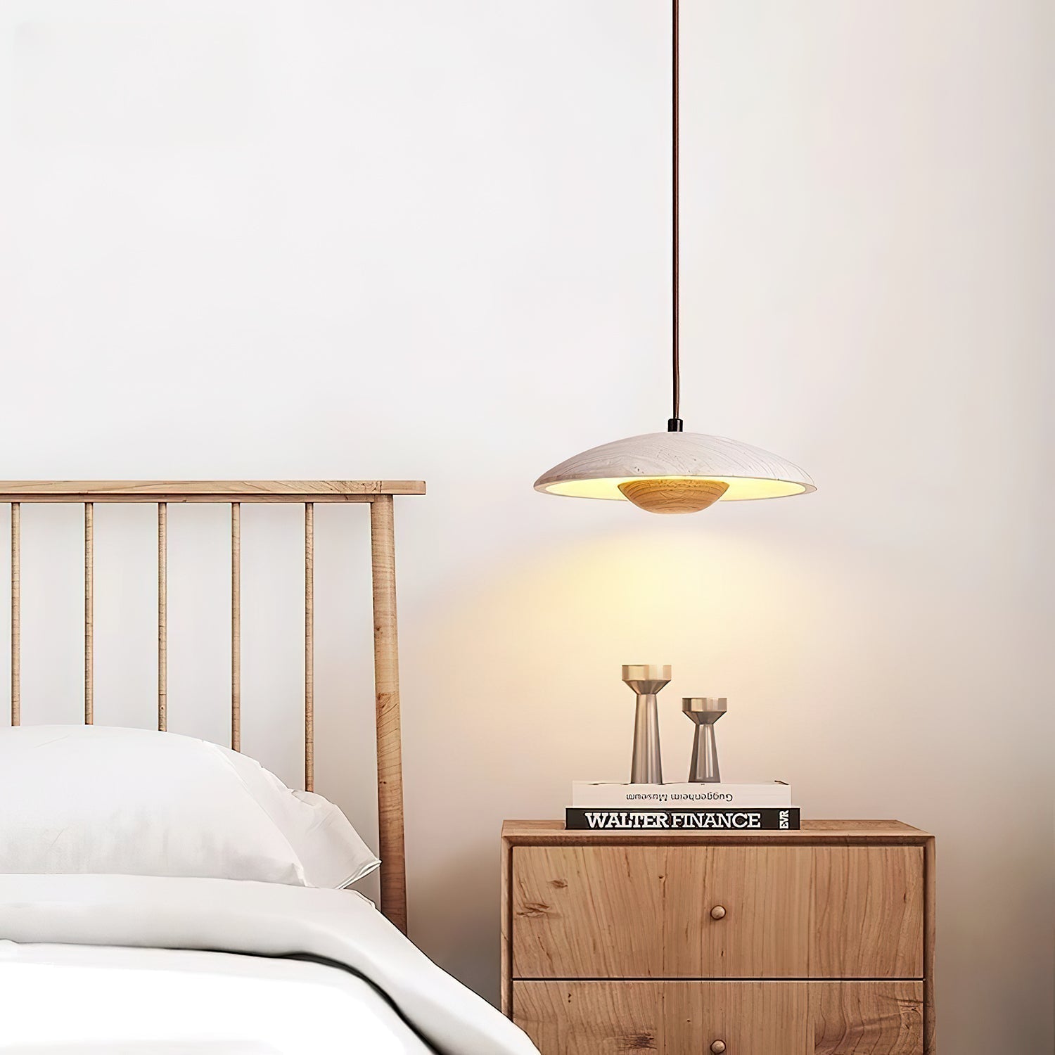 Zodore Wide-Brim Travertine Pendant Light - Neutralighting