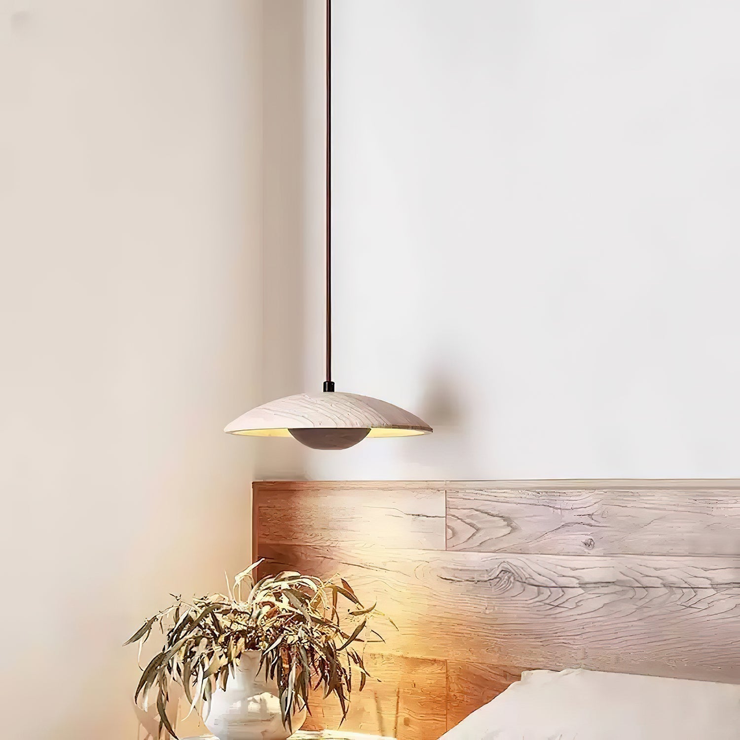 Zodore Wide-Brim Travertine Pendant Light - Neutralighting