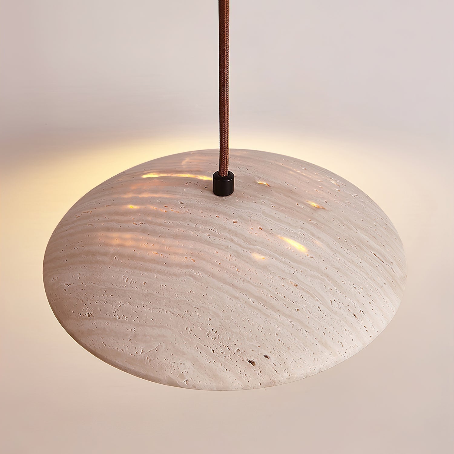 Zodore Wide-Brim Travertine Pendant Light - Neutralighting