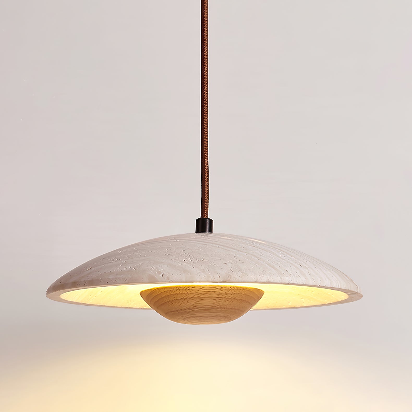 Zodore Wide-Brim Travertine Pendant Light - Neutralighting
