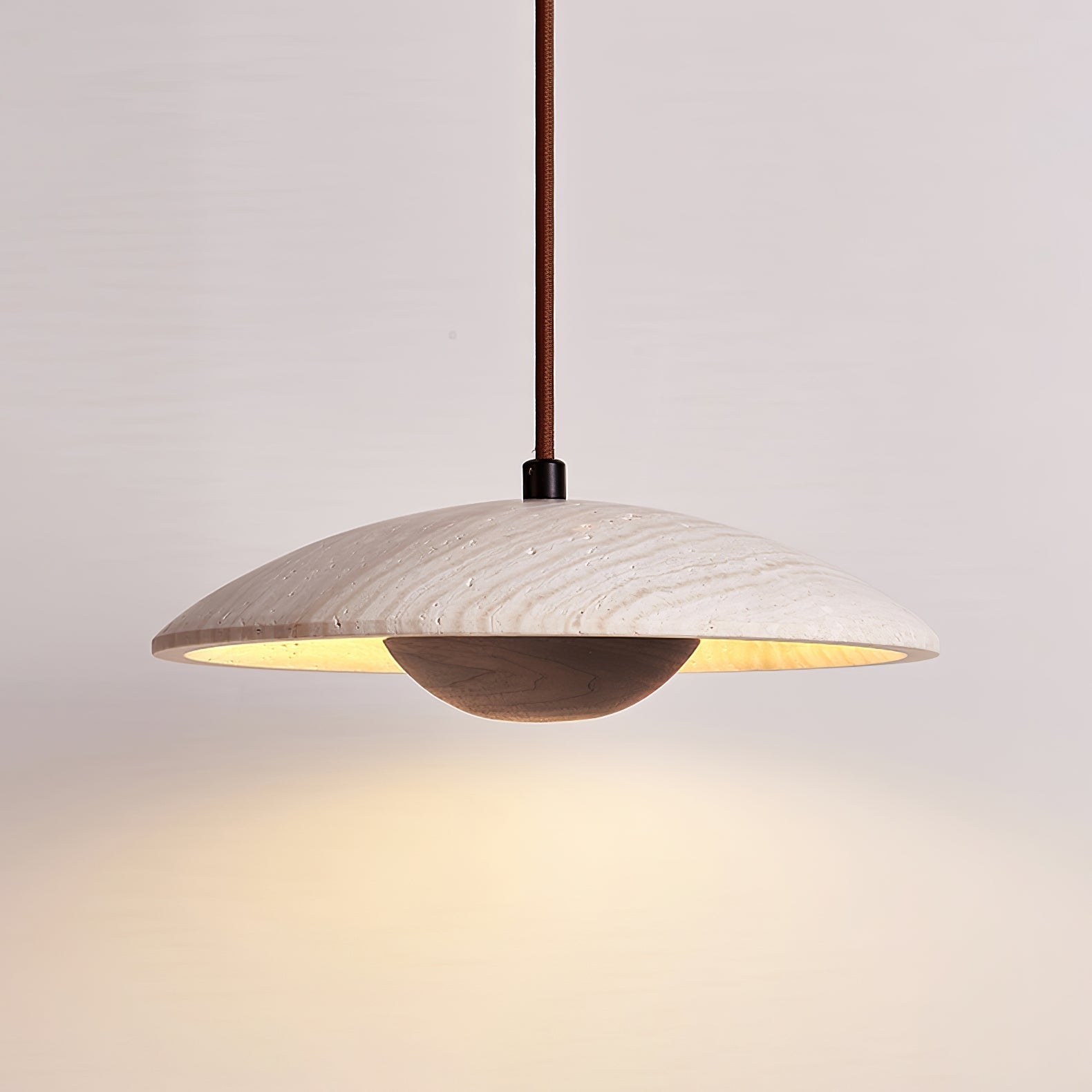 Zodore Wide-Brim Travertine Pendant Light - Neutralighting
