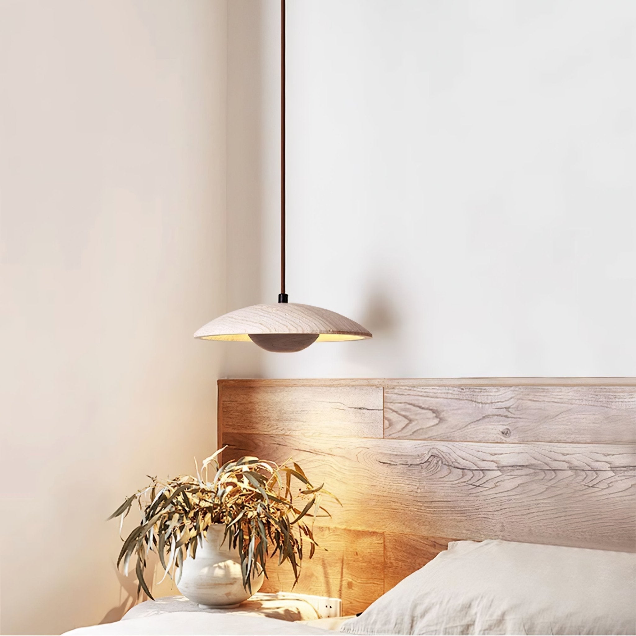 Zodore Wide-Brim Travertine Pendant Light - Neutralighting
