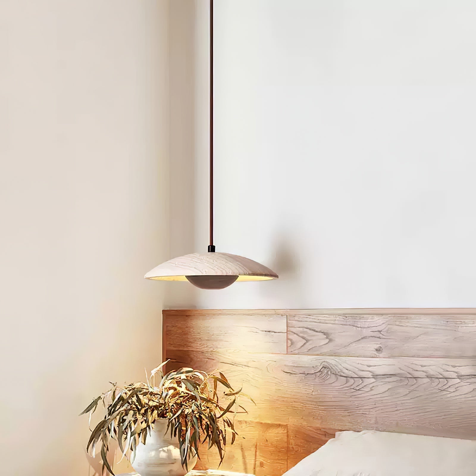 Zodore Wide-Brim Travertine Pendant Light - Neutralighting