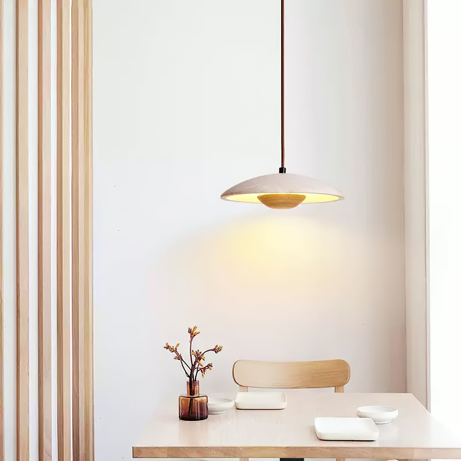 Zodore Wide-Brim Travertine Pendant Light - Neutralighting