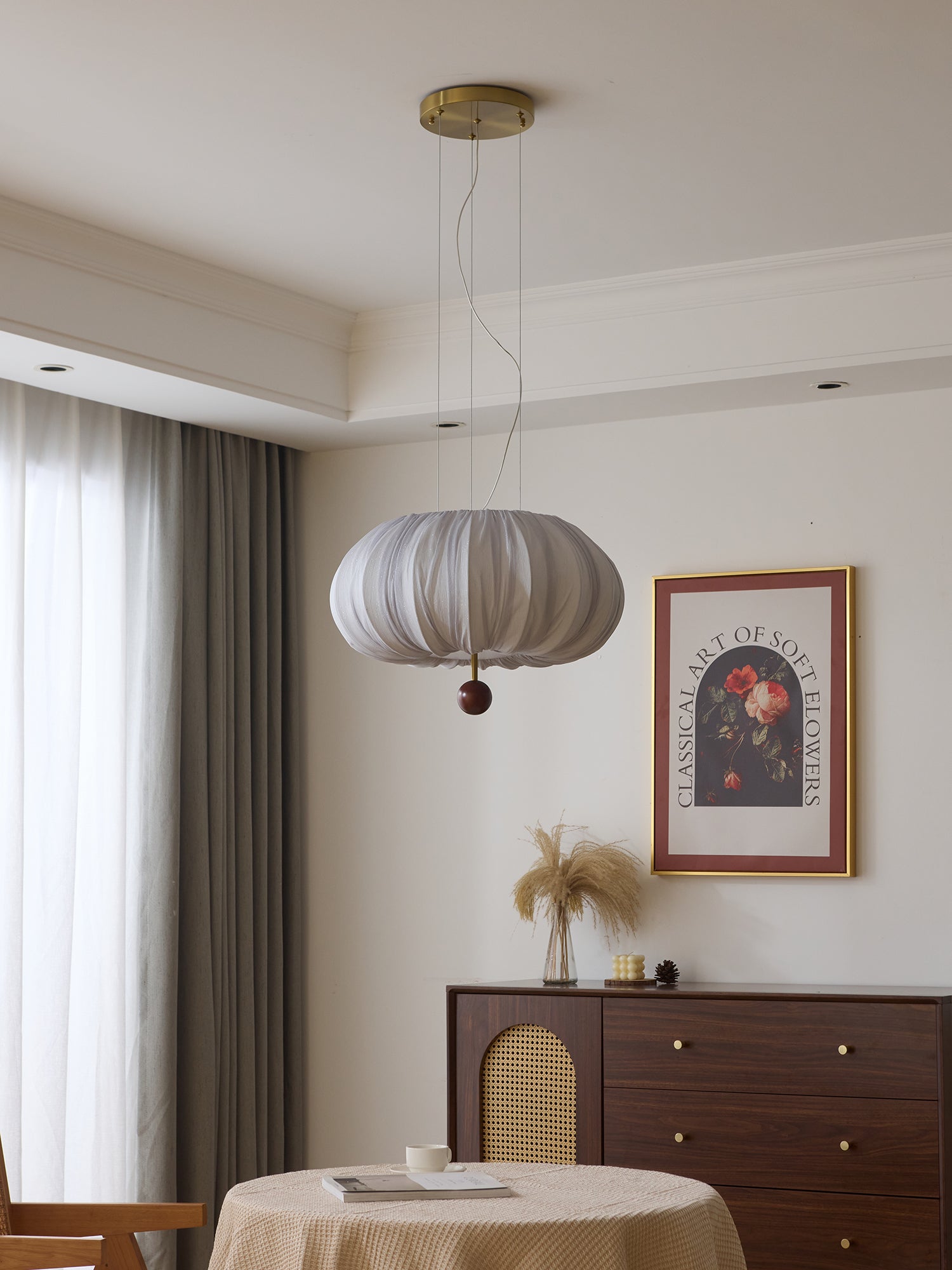 Vasilen Premium Nordische Kunst Ballon Holz Stoff Deckenleuchte-Letslighting