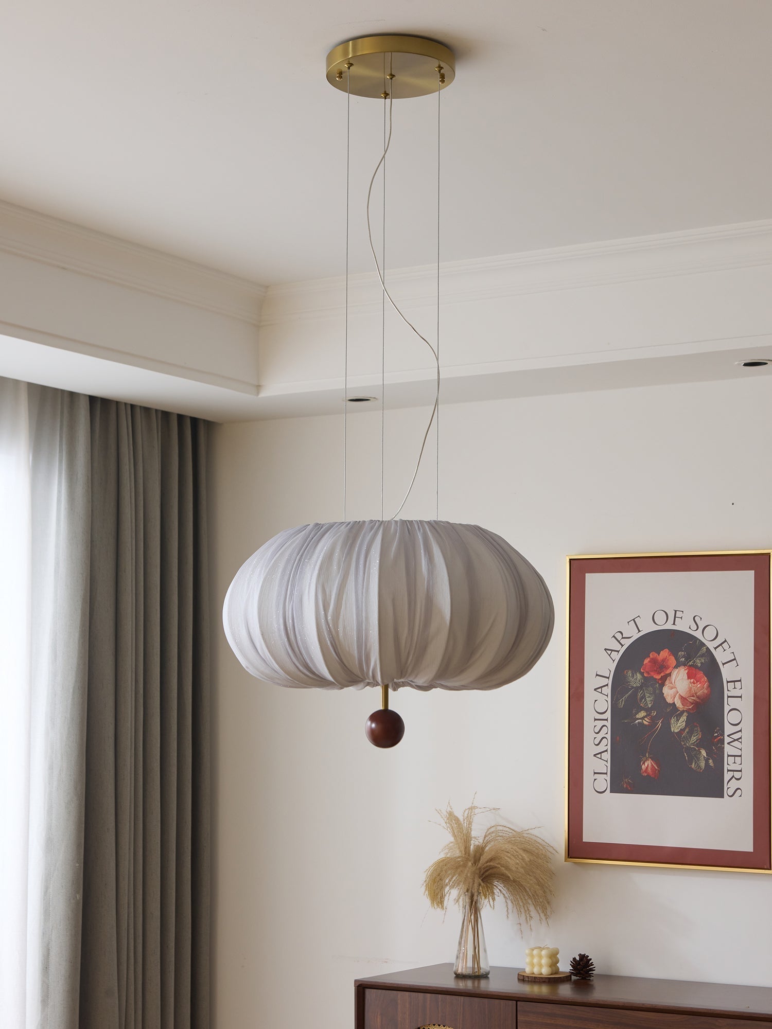 Vasilen Premium Nordische Kunst Ballon Holz Stoff Deckenleuchte-Letslighting