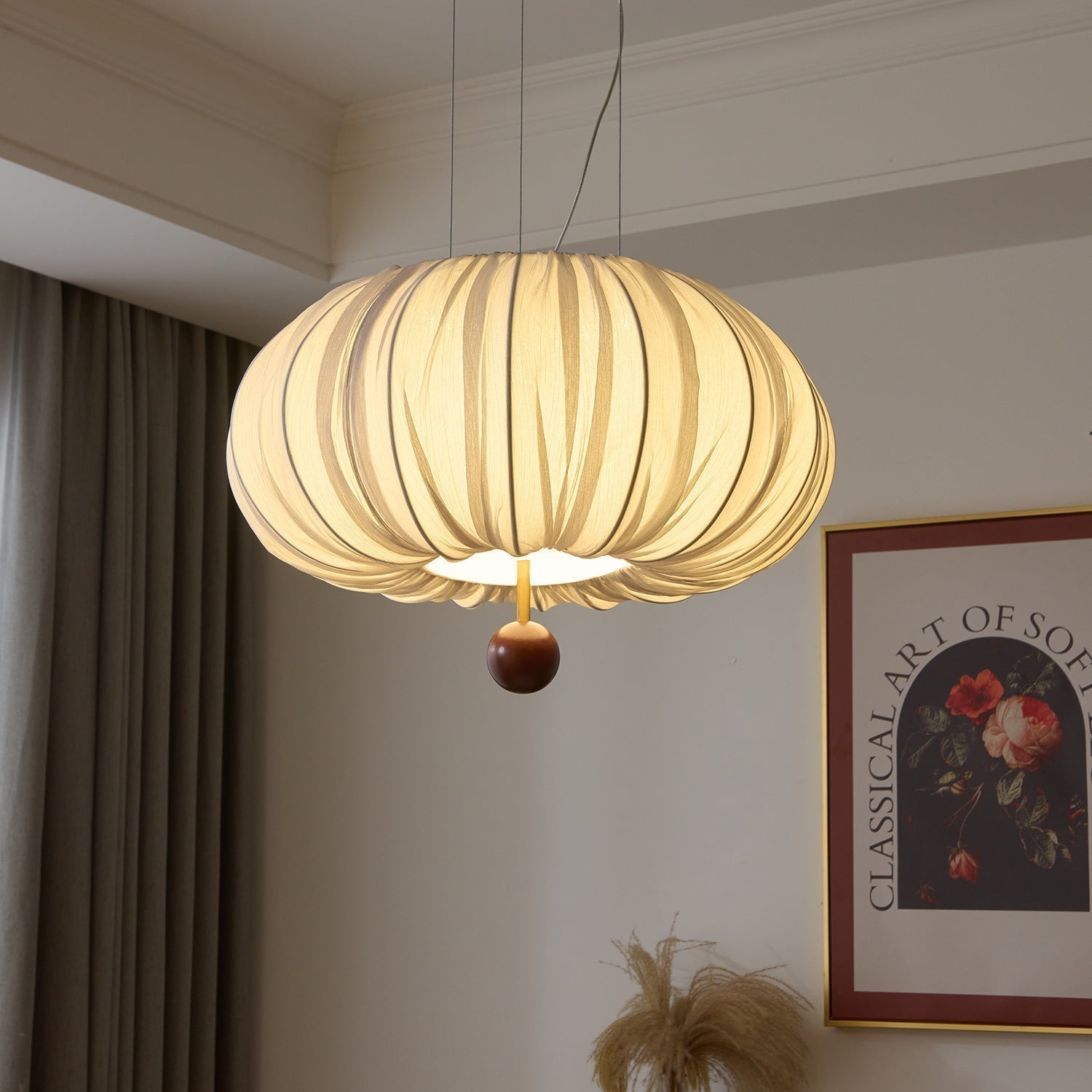 Vasilen Premium Nordische Kunst Ballon Holz Stoff Deckenleuchte-Letslighting