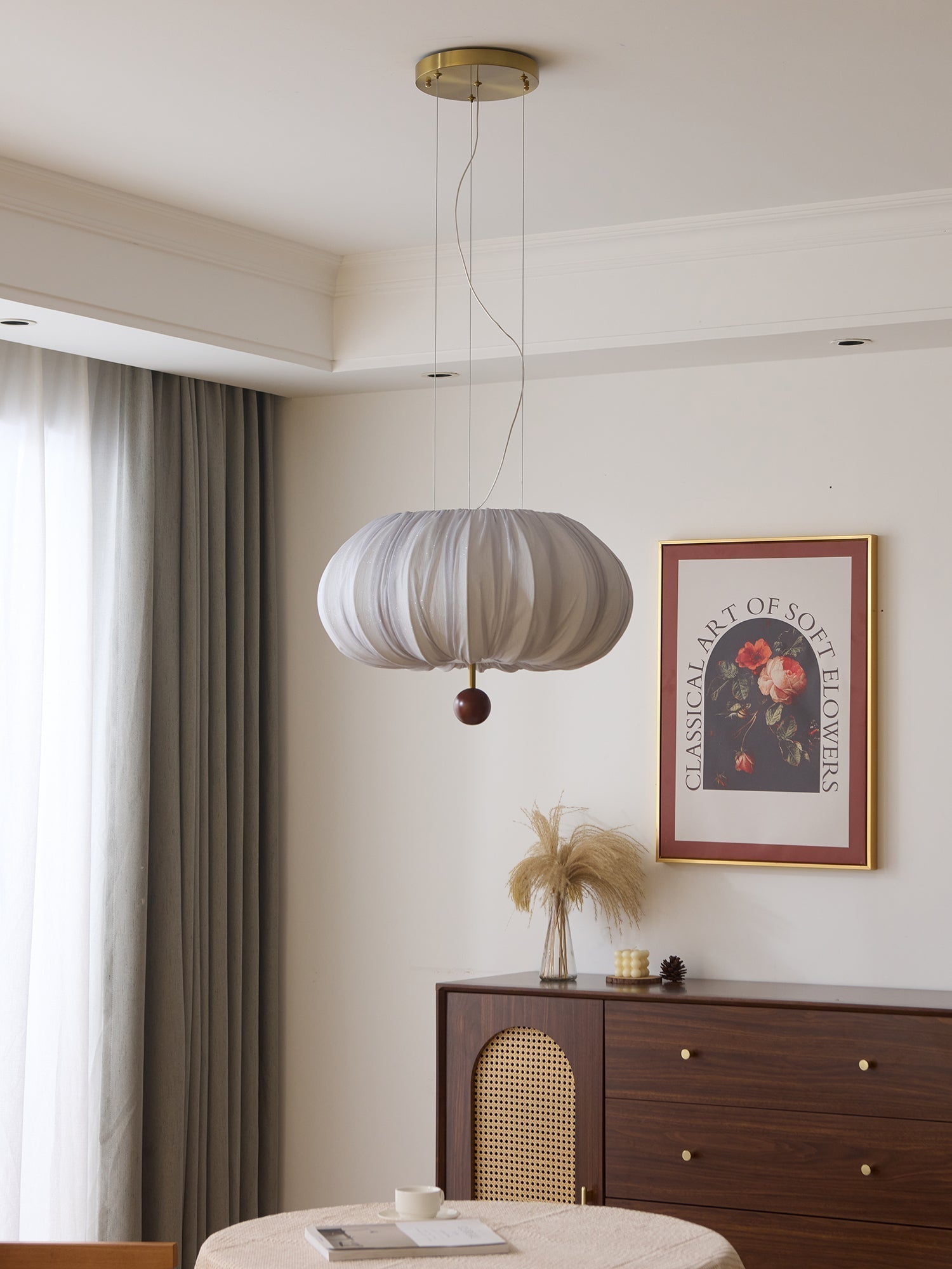 Vasilen Premium Nordische Kunst Ballon Holz Stoff Deckenleuchte-Letslighting