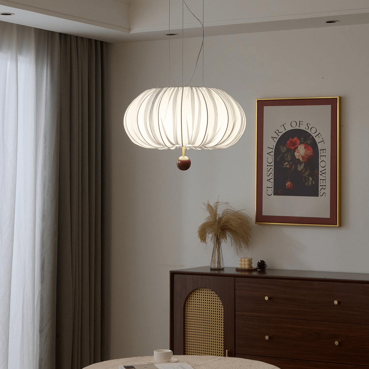 Vasilen Premium Nordische Kunst Ballon Holz Stoff Deckenleuchte-Letslighting