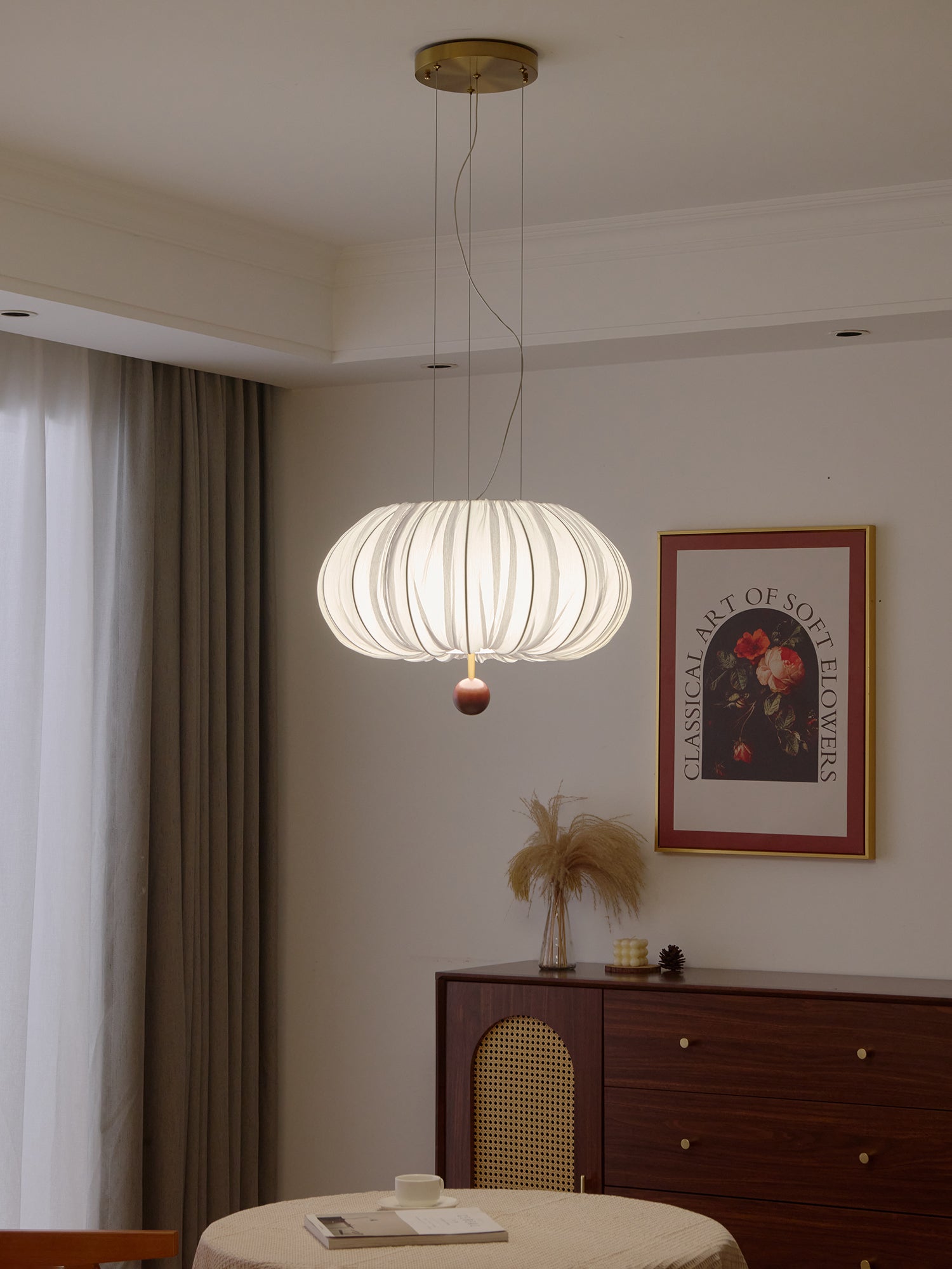 Vasilen Premium Nordische Kunst Ballon Holz Stoff Deckenleuchte-Letslighting