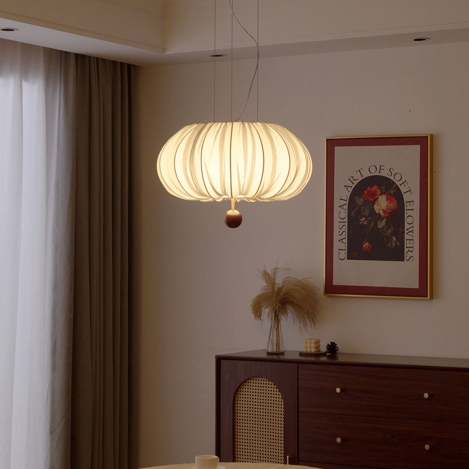 Vasilen Premium Nordische Kunst Ballon Holz Stoff Deckenleuchte-Letslighting