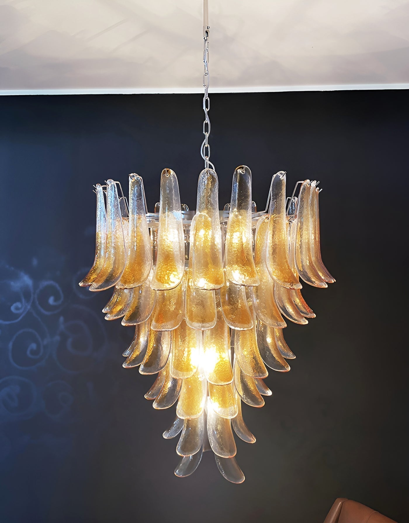 Aurora Chandelier Amber Glass Petals Layered Luxury - Neutralighting