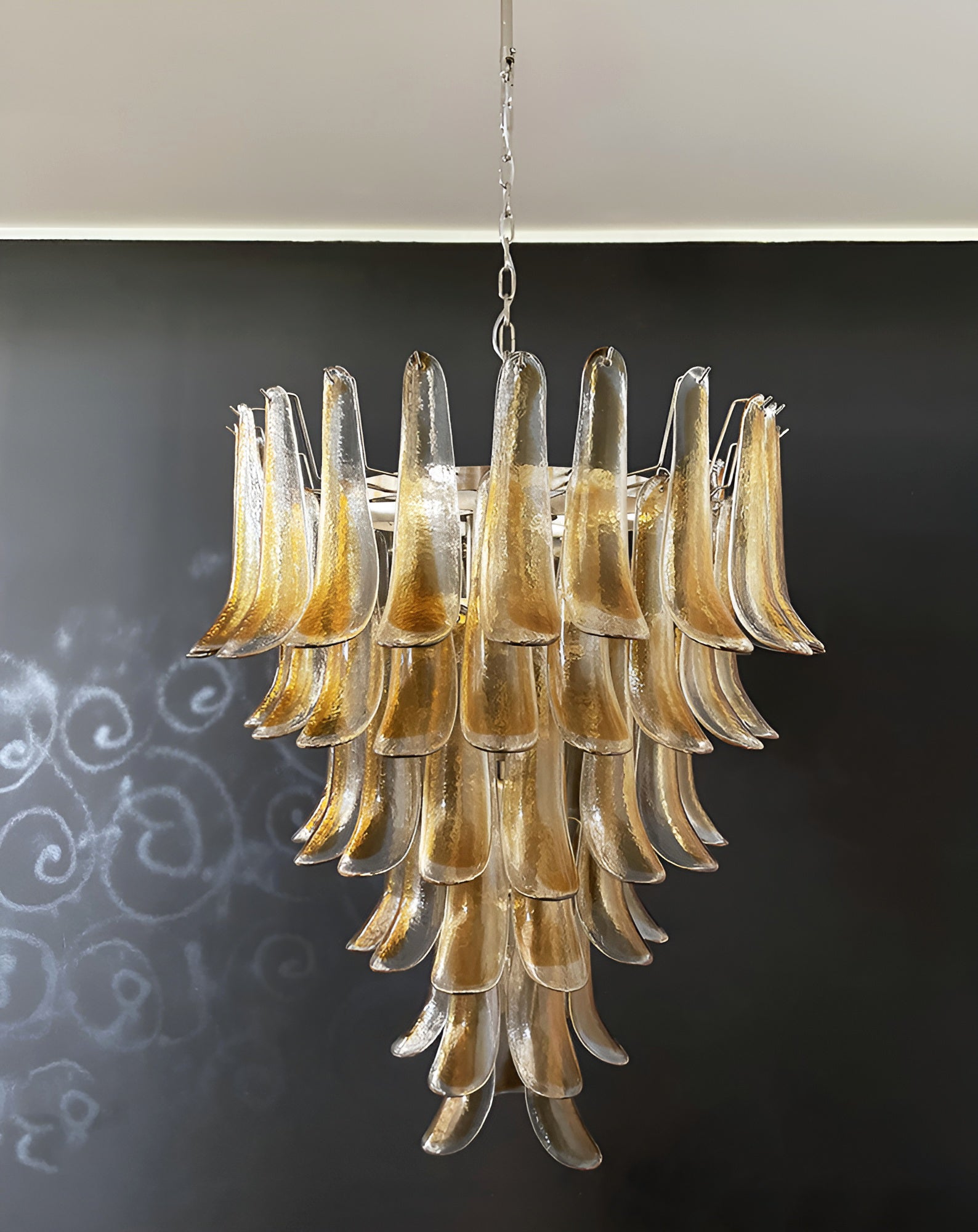 Aurora Chandelier Amber Glass Petals Layered Luxury - Neutralighting