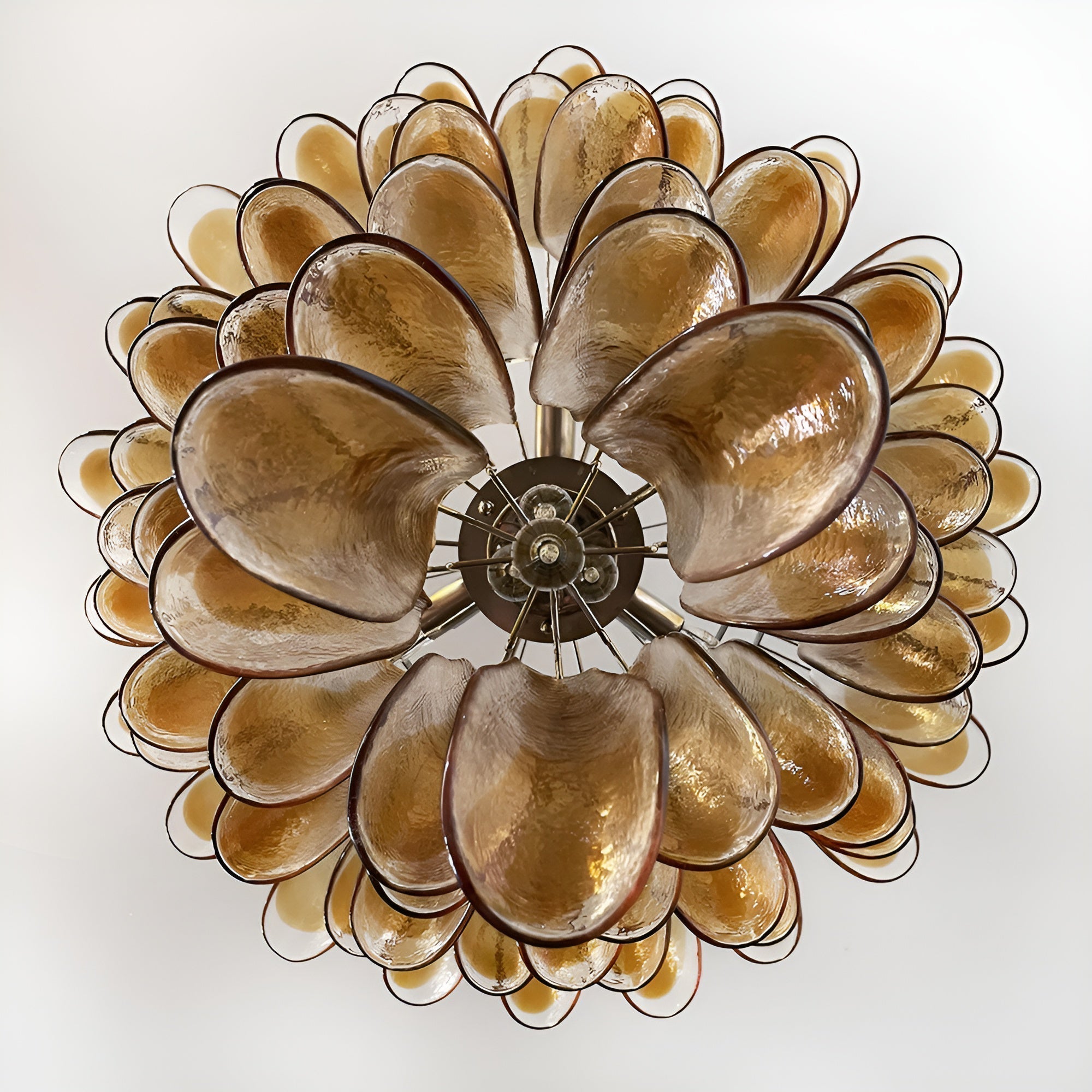 Aurora Chandelier Amber Glass Petals Layered Luxury - Neutralighting