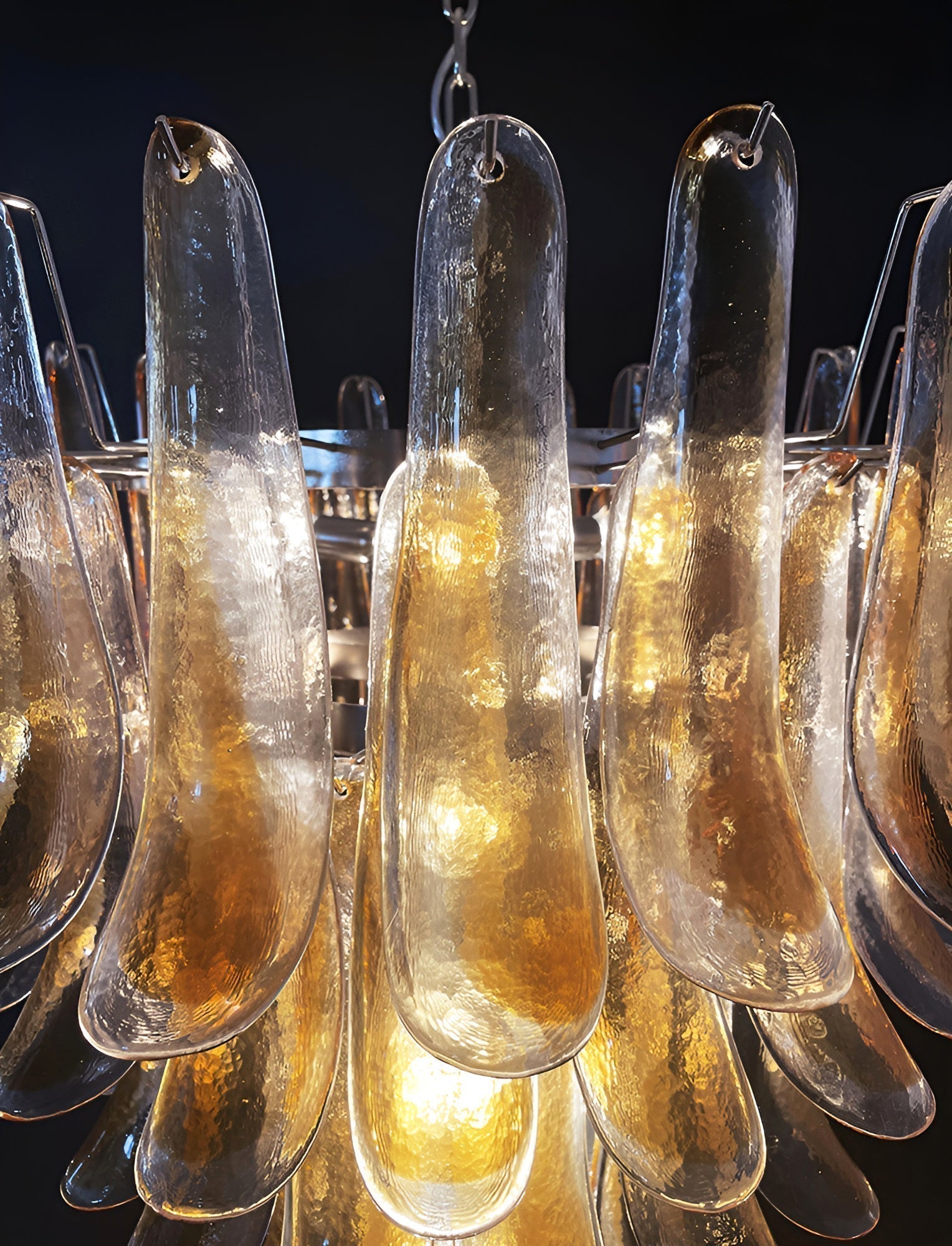 Aurora Chandelier Amber Glass Petals Layered Luxury - Neutralighting