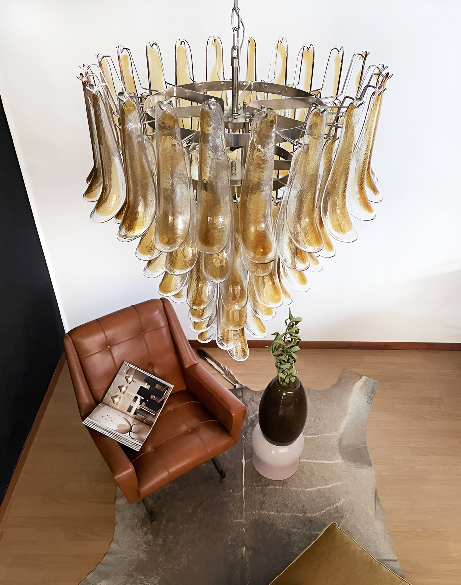 Aurora Chandelier Amber Glass Petals Layered Luxury - Neutralighting