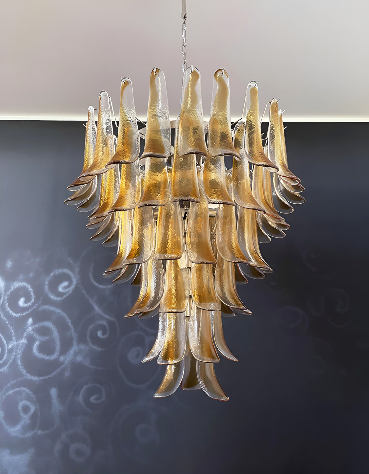 Aurora Chandelier Amber Glass Petals Layered Luxury - Neutralighting
