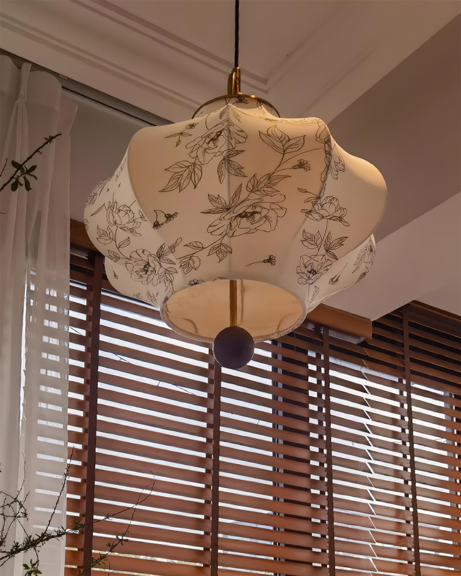 Calira Stoff Pendelleuchte Holz-Letslighting