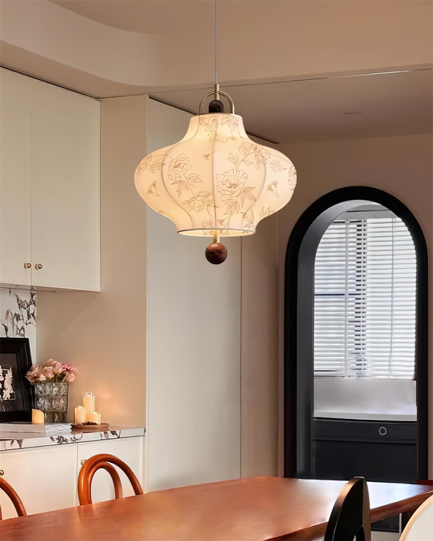 Calira Stoff Pendelleuchte Holz-Letslighting
