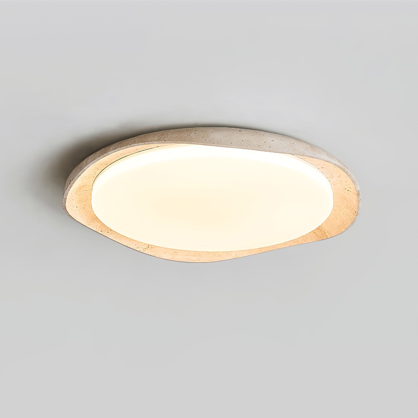 Adoros Rimmed-Circle Travertine Ceiling Light - Neutralighting