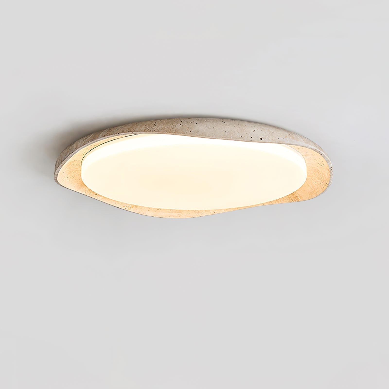 Adoros Rimmed-Circle Travertine Ceiling Light - Neutralighting