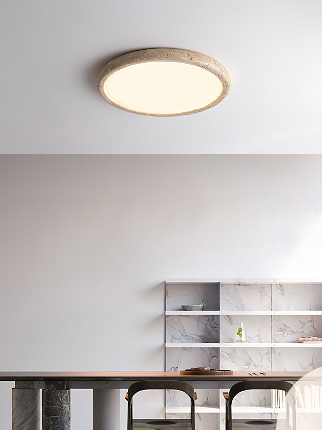 Aurrina Ring Frame Travertine Ceiling Light - Neutralighting