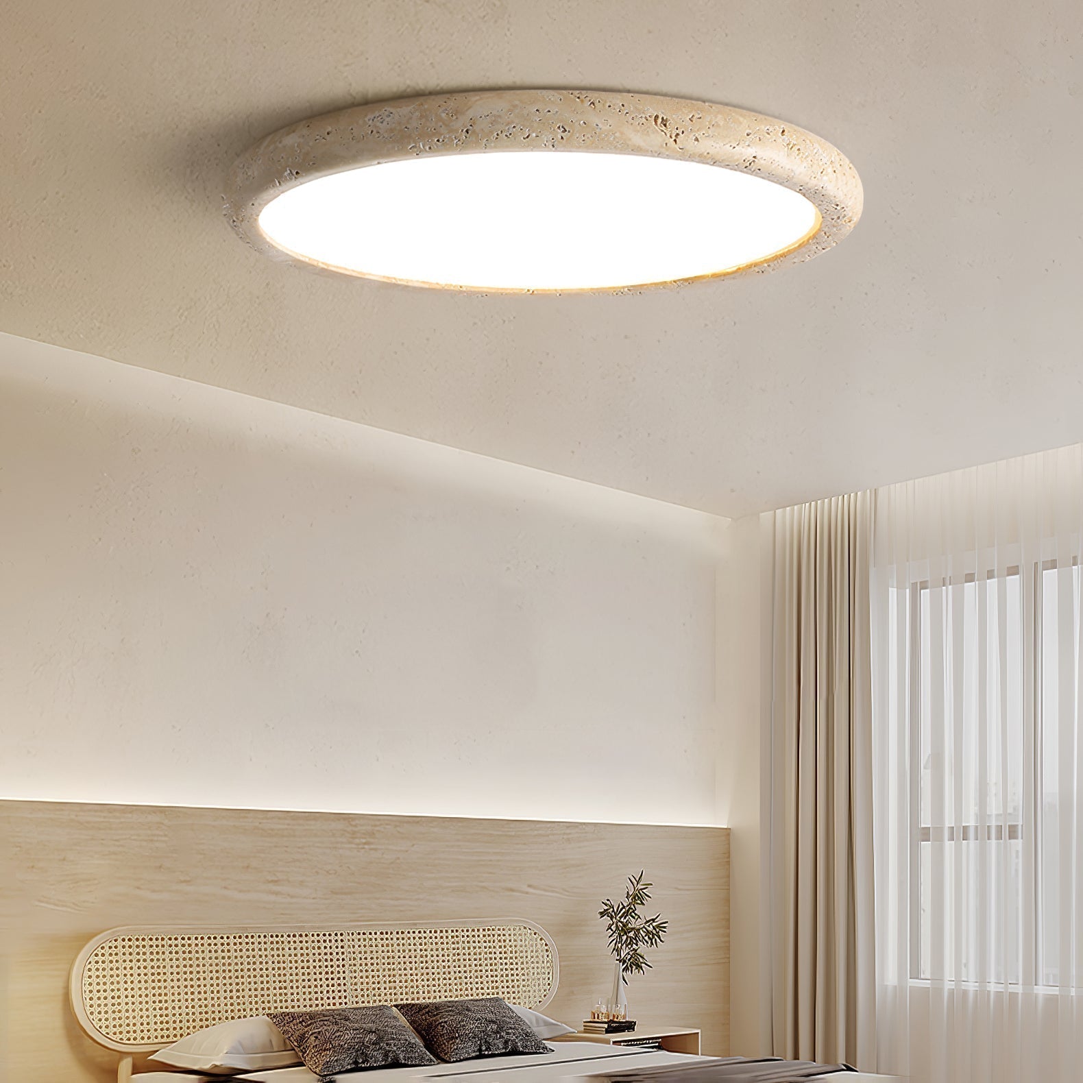 Aurrina Ring Frame Travertine Ceiling Light - Neutralighting