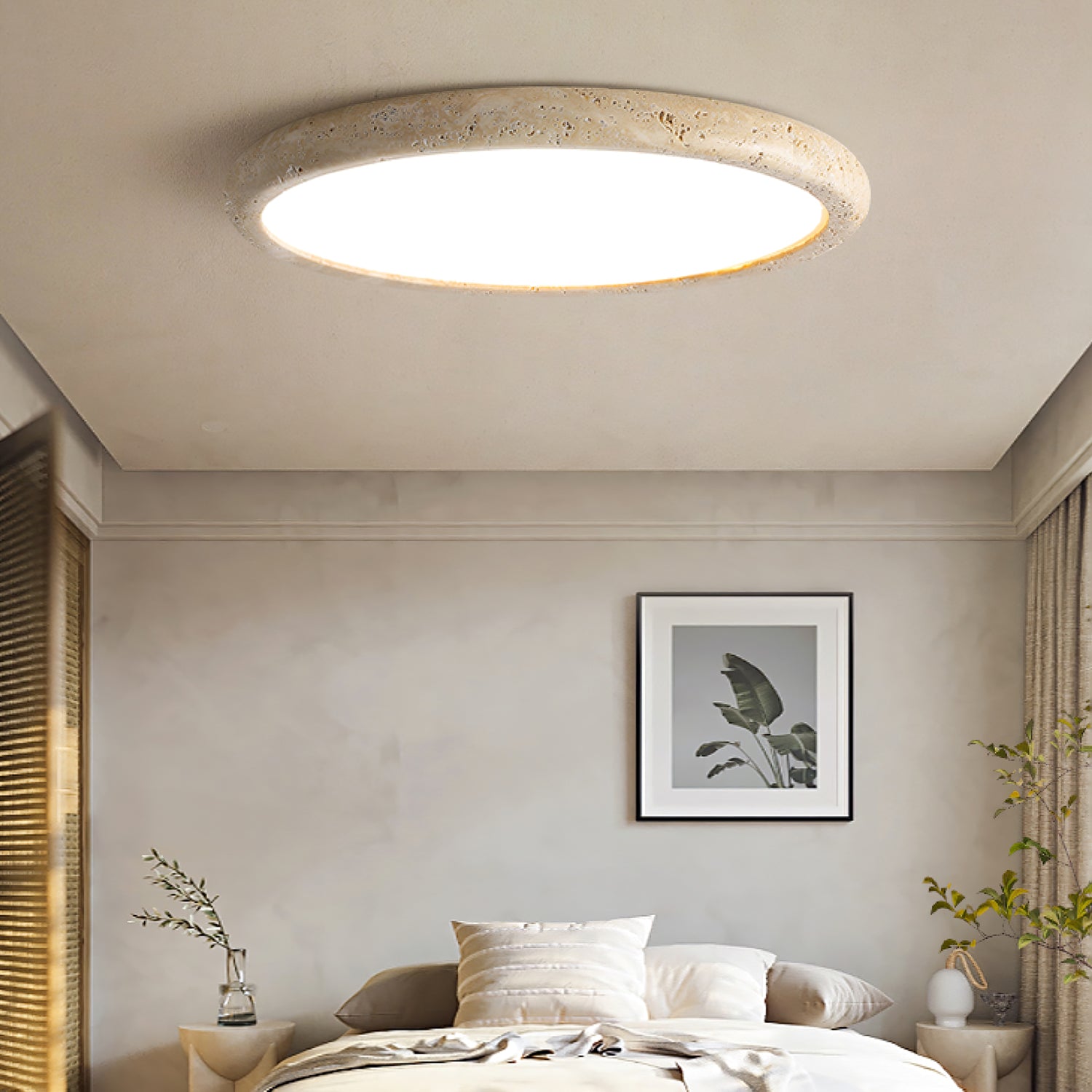 Aurrina Ring Frame Travertine Ceiling Light - Neutralighting