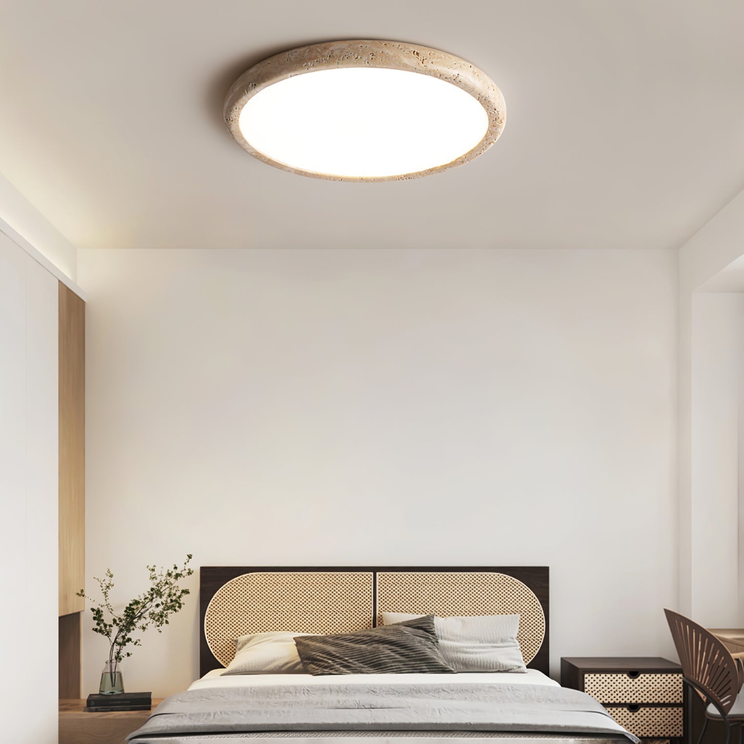 Aurrina Ring Frame Travertine Ceiling Light - Neutralighting