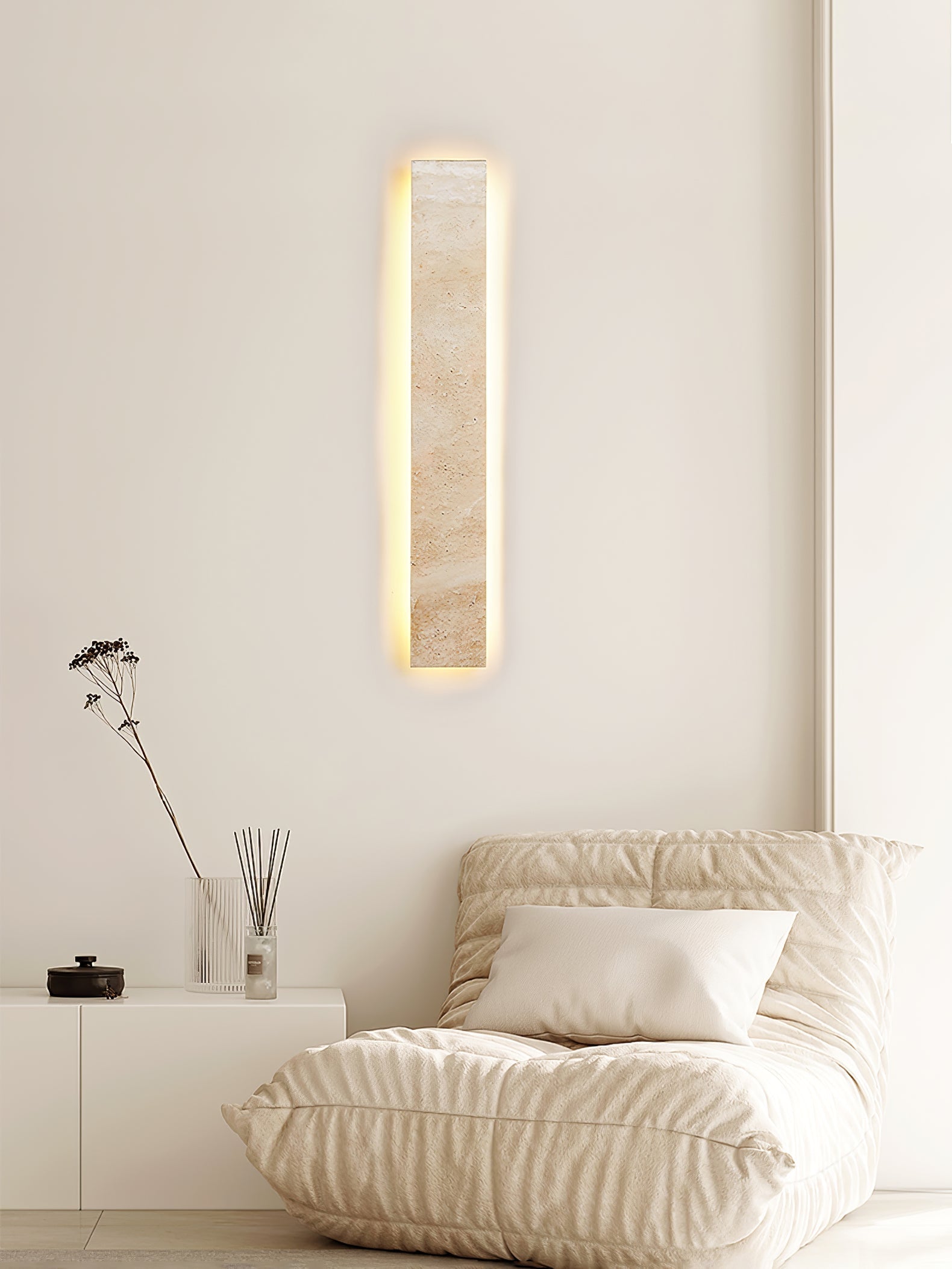 Olnorir Slim Rectangle Travertine Wall Light - Neutralighting