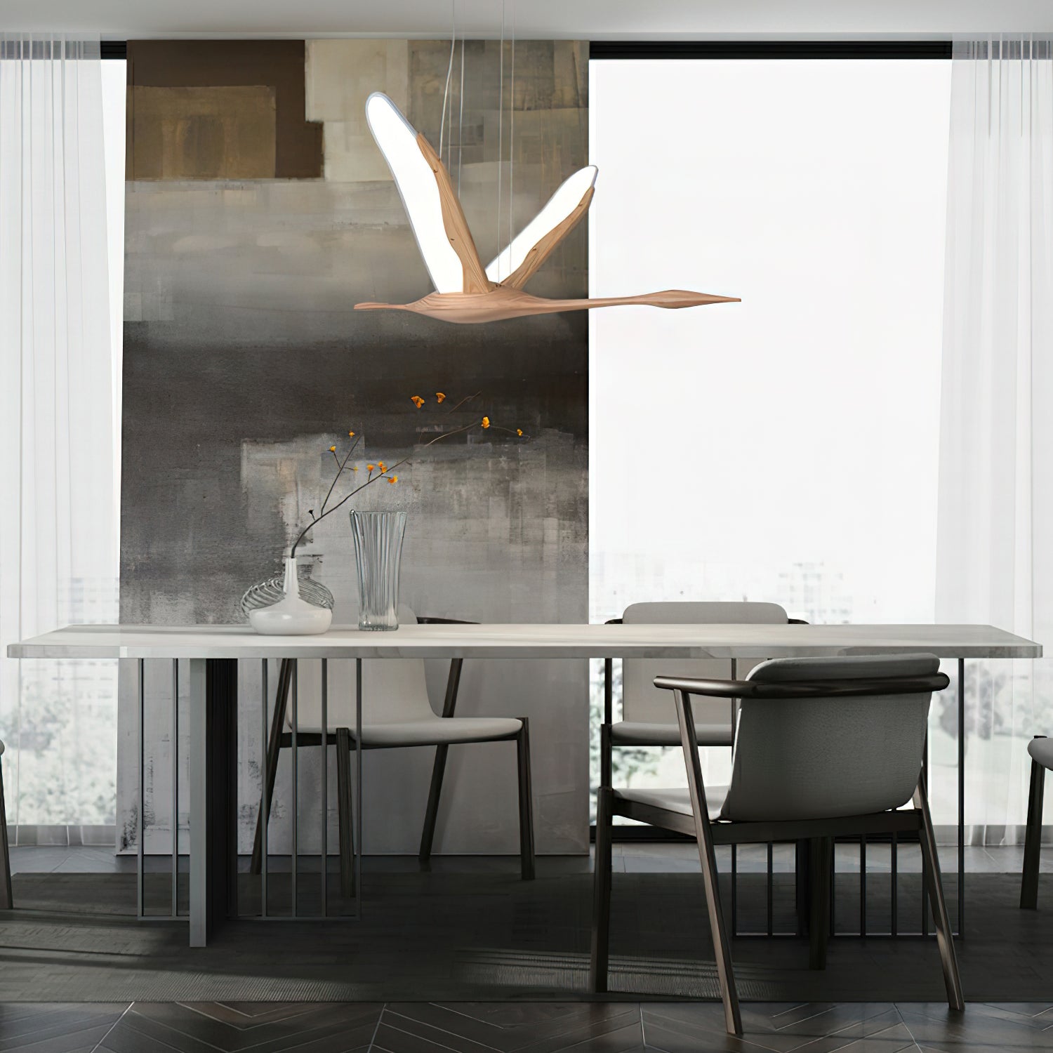 Flora Moderne Holz-Pendelleuchte-Letslighting