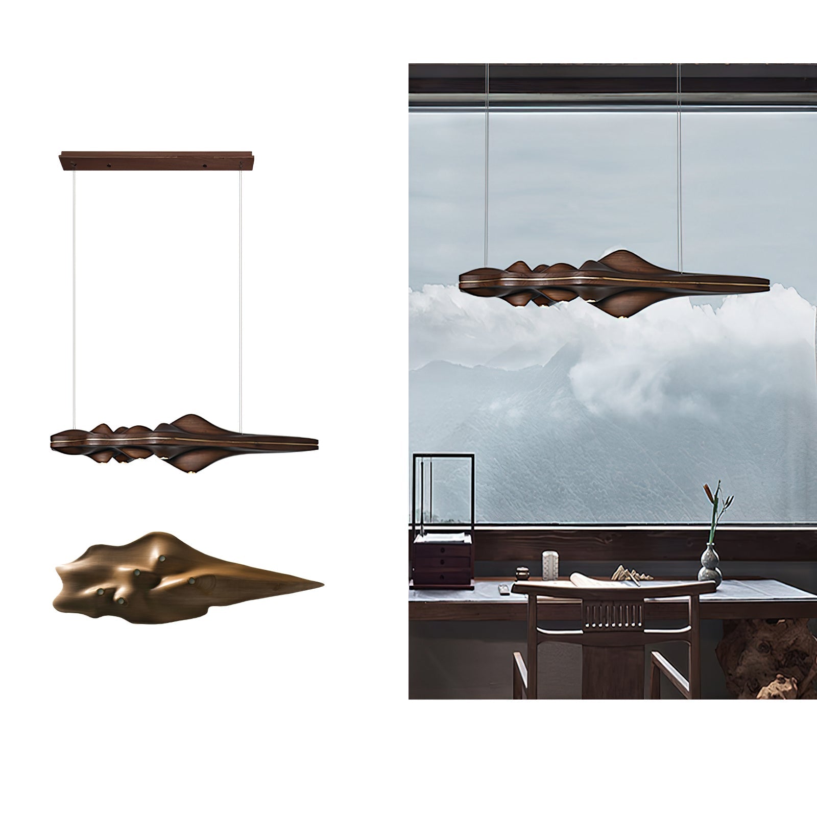 Etalyra Premium-elegante Holz-Pendelleuchte-Letslighting
