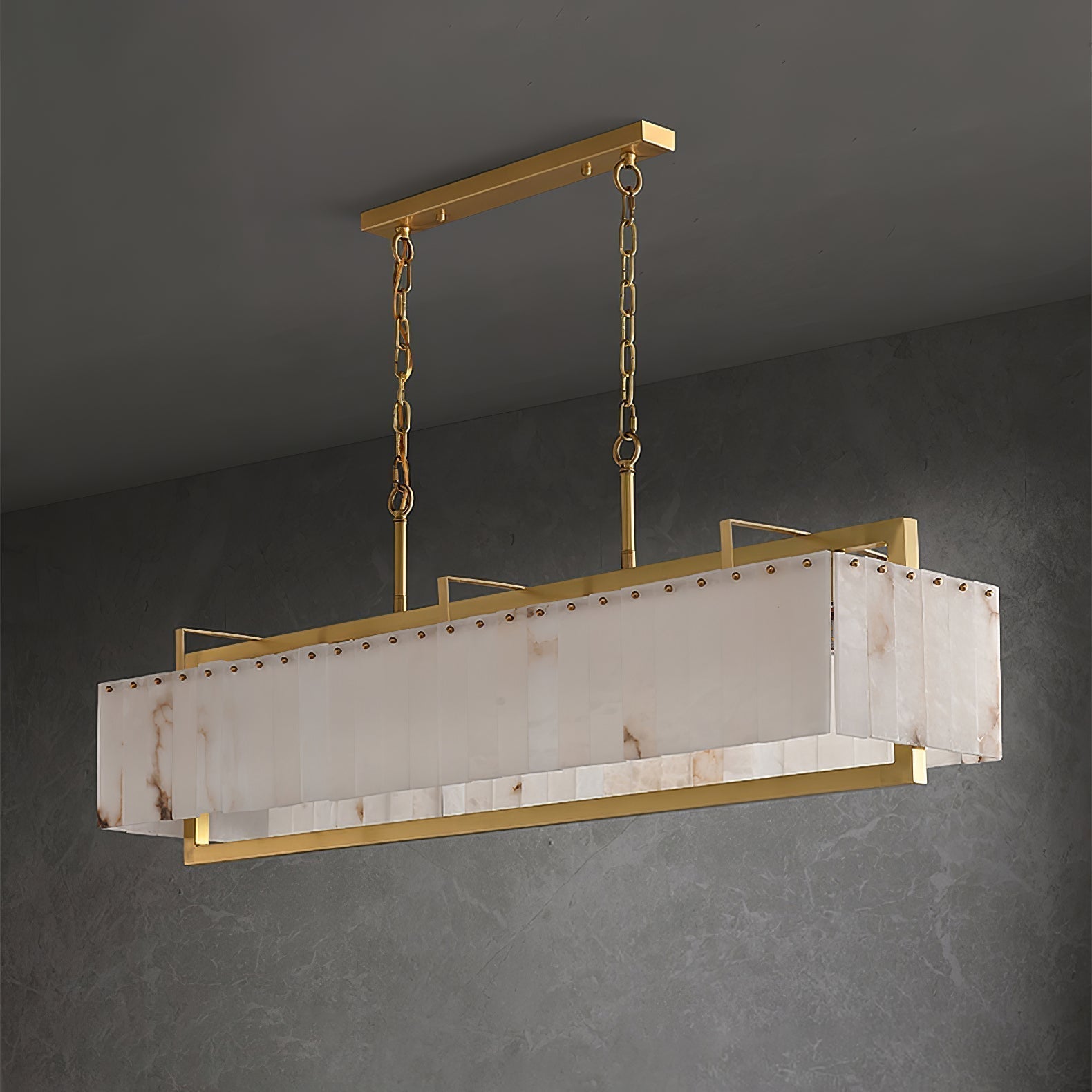Aether Rectangular Alabaster Pendant Light Chandelier - Neutralighting