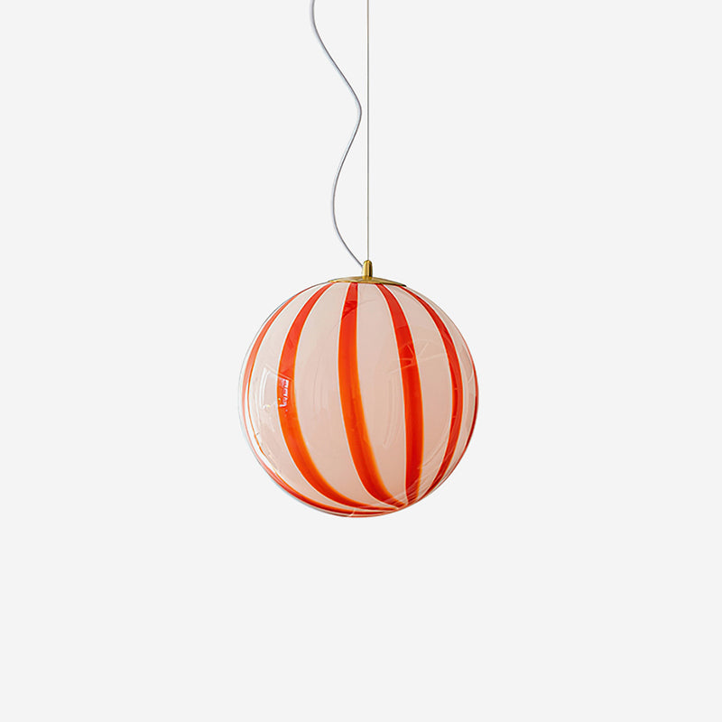 Pendant Light Metal&Glass Shade Striped Globe for Dining Room - Letslighting