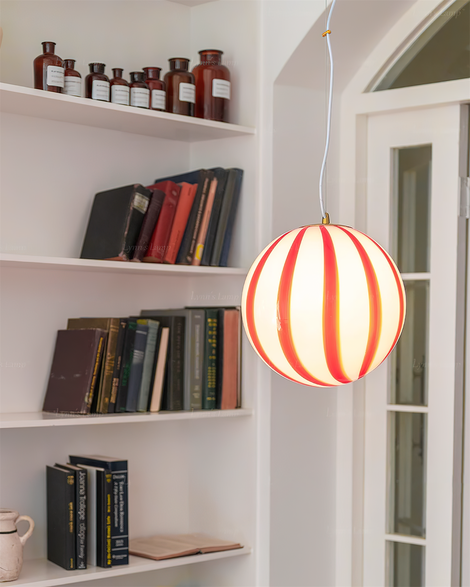 Pendant Light Metal&Glass Shade Striped Globe for Dining Room - Letslighting