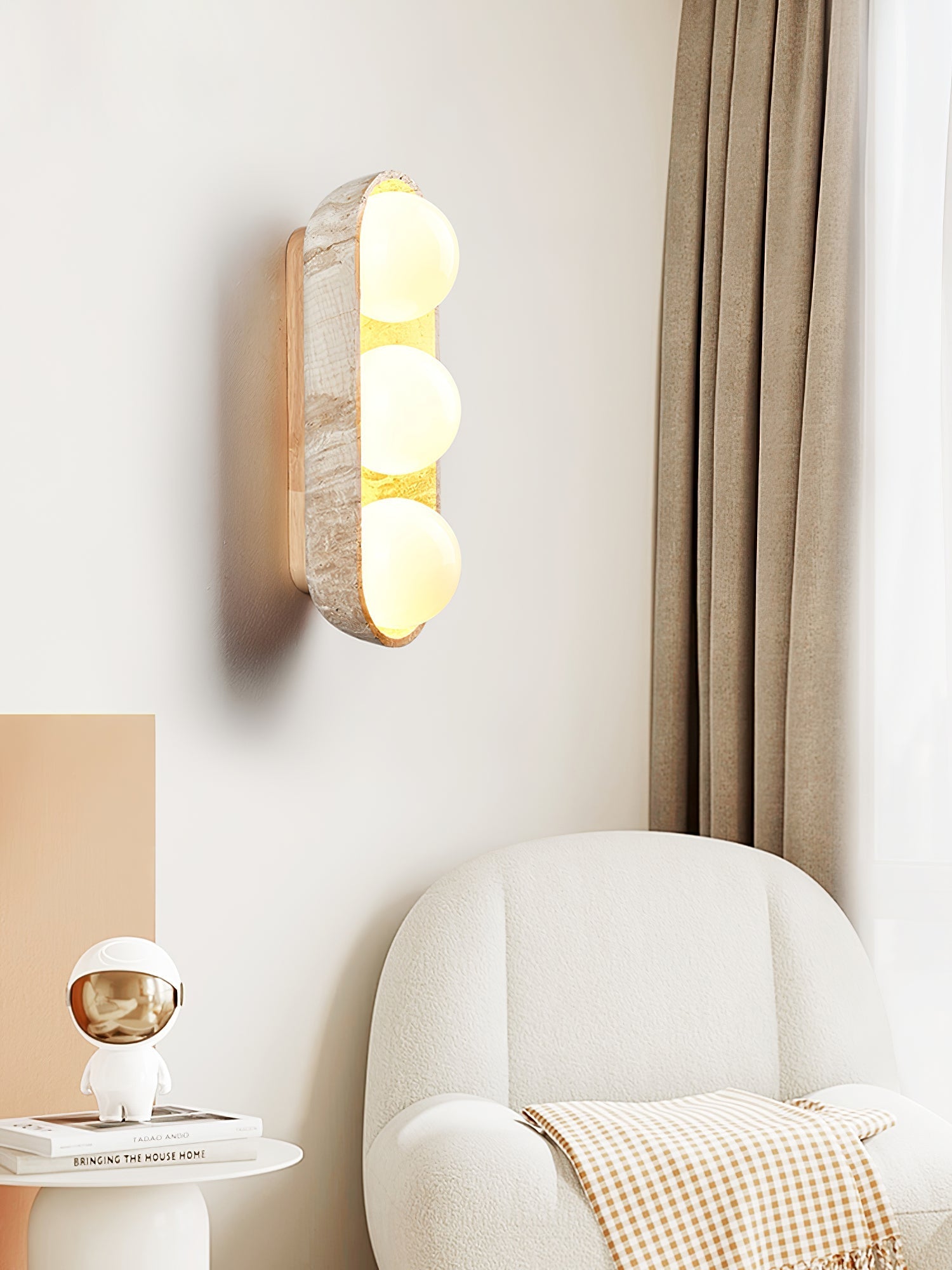 Trio Globe Travertine Wall Sconce - Neutralighting