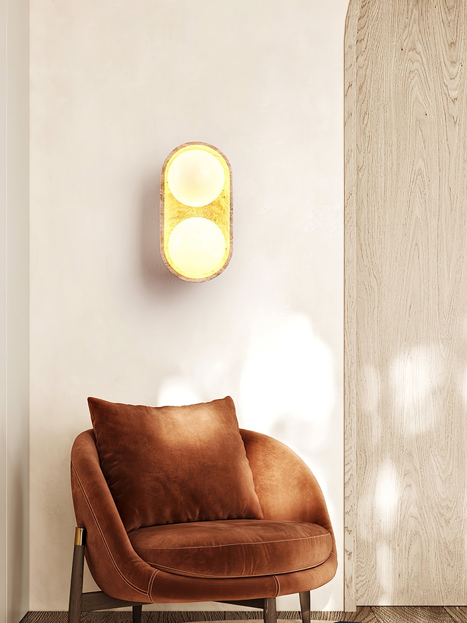 Trio Globe Travertine Wall Sconce - Neutralighting