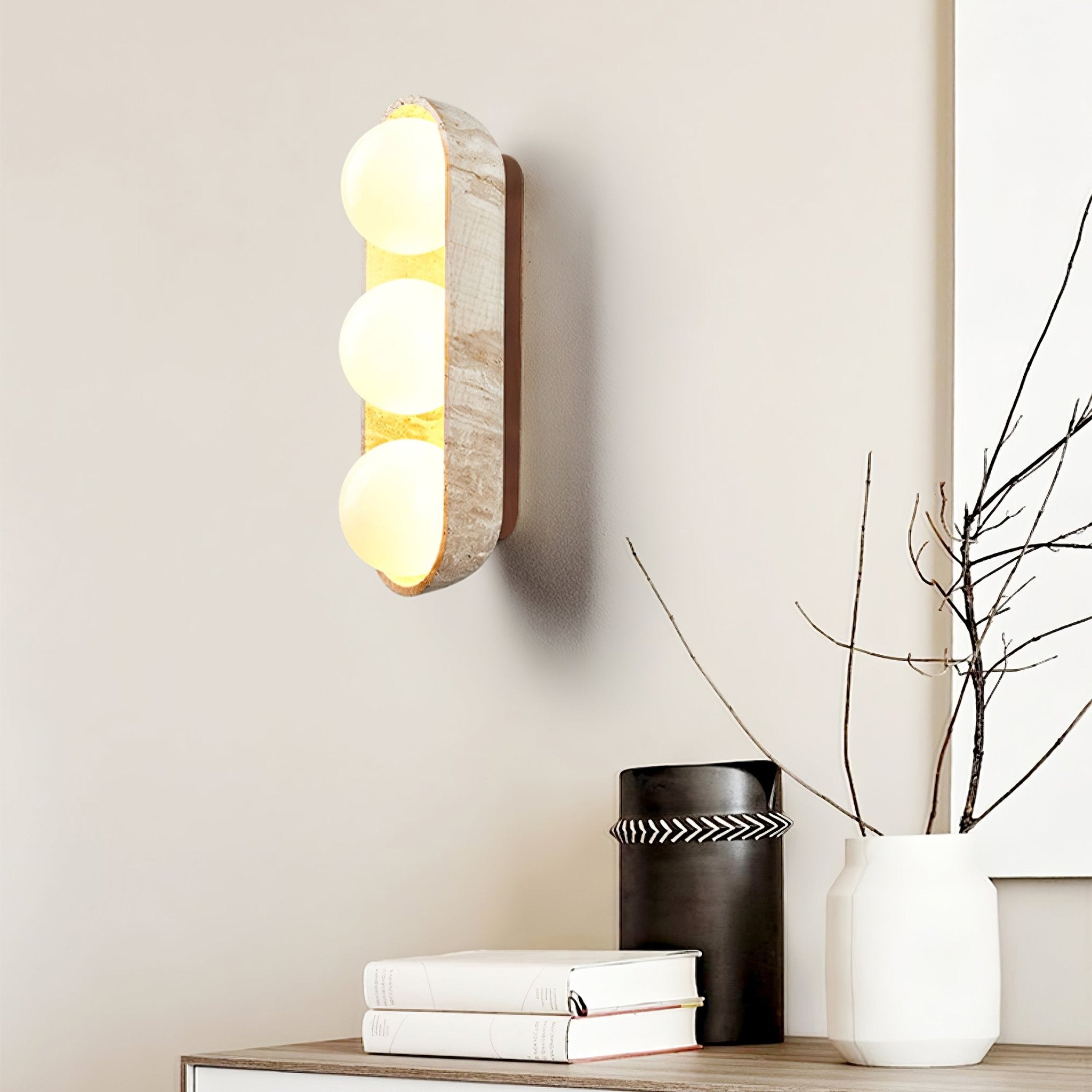 Trio Globe Travertine Wall Sconce - Neutralighting
