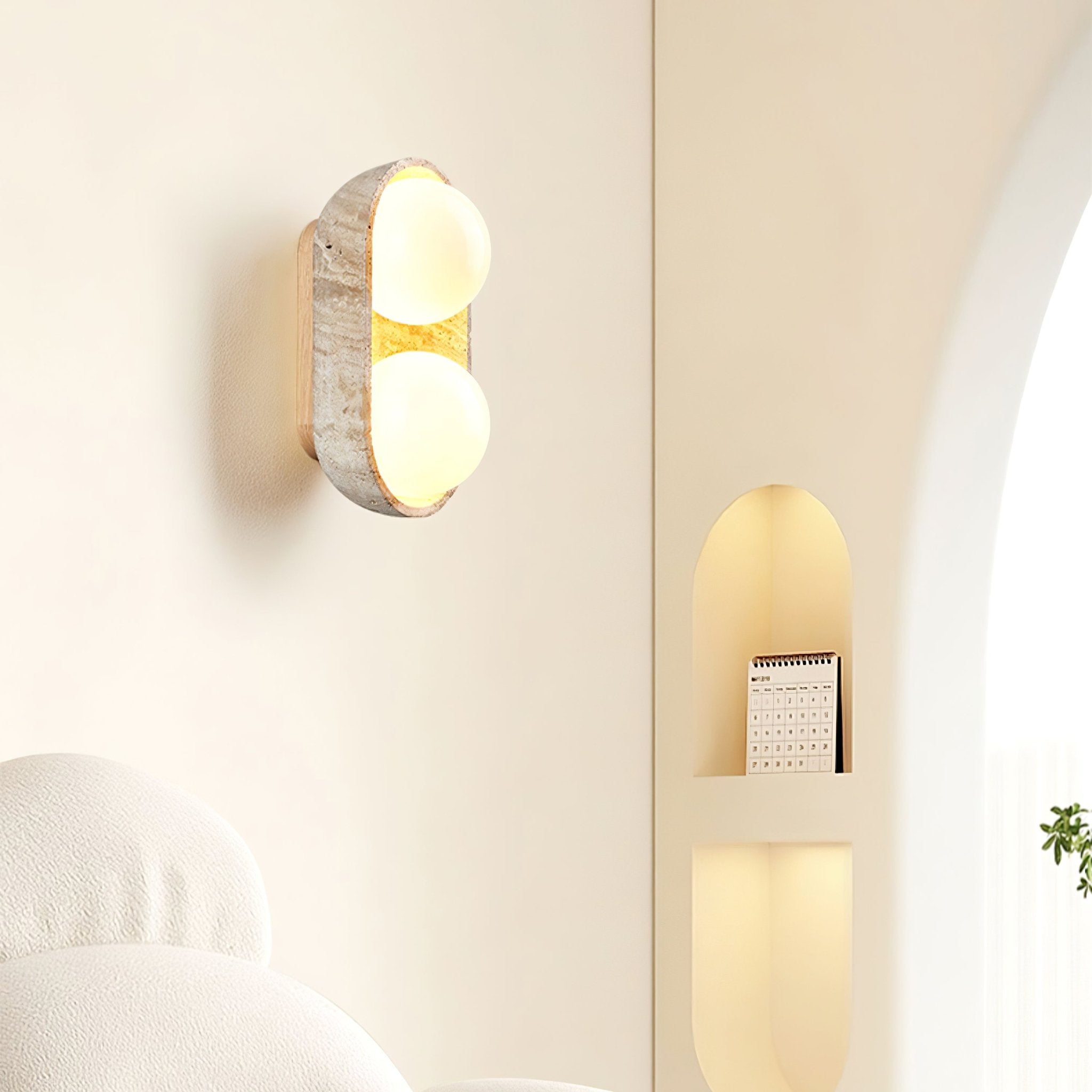 Trio Globe Travertine Wall Sconce - Neutralighting