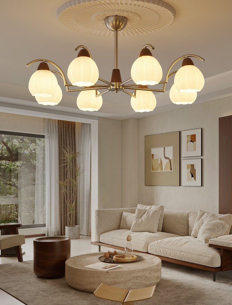 Ilaeiel Traditionelle Eleganz Blüte Holz Glas Kronleuchter-Letslighting