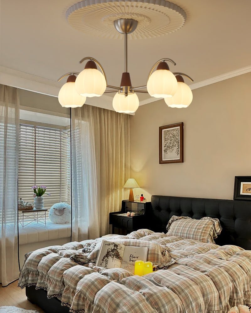 Ilaeiel Traditionelle Eleganz Blüte Holz Glas Kronleuchter-Letslighting