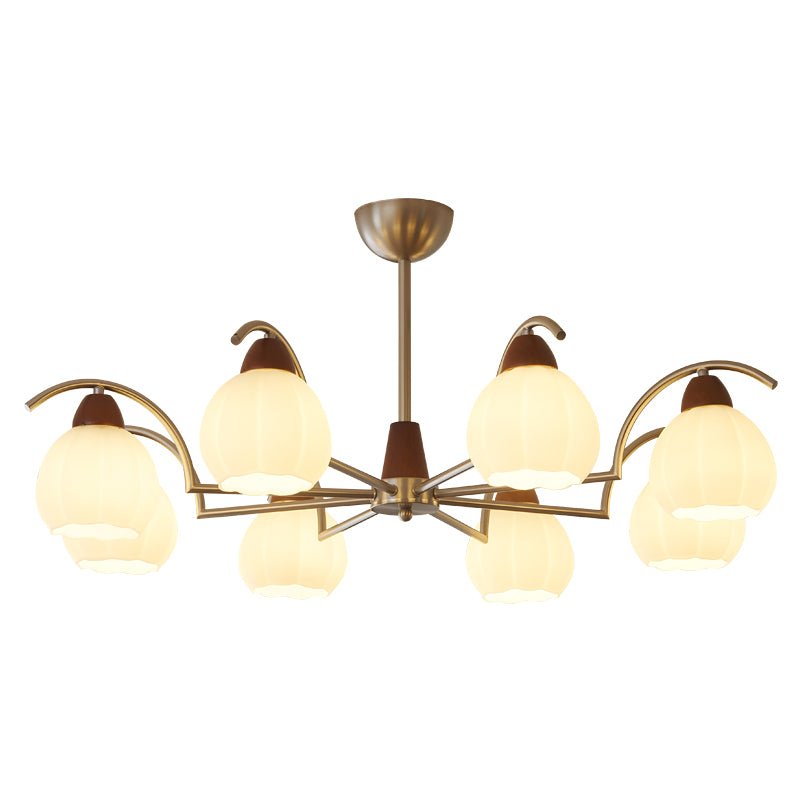 Ilaeiel Traditionelle Eleganz Blüte Holz Glas Kronleuchter-Letslighting