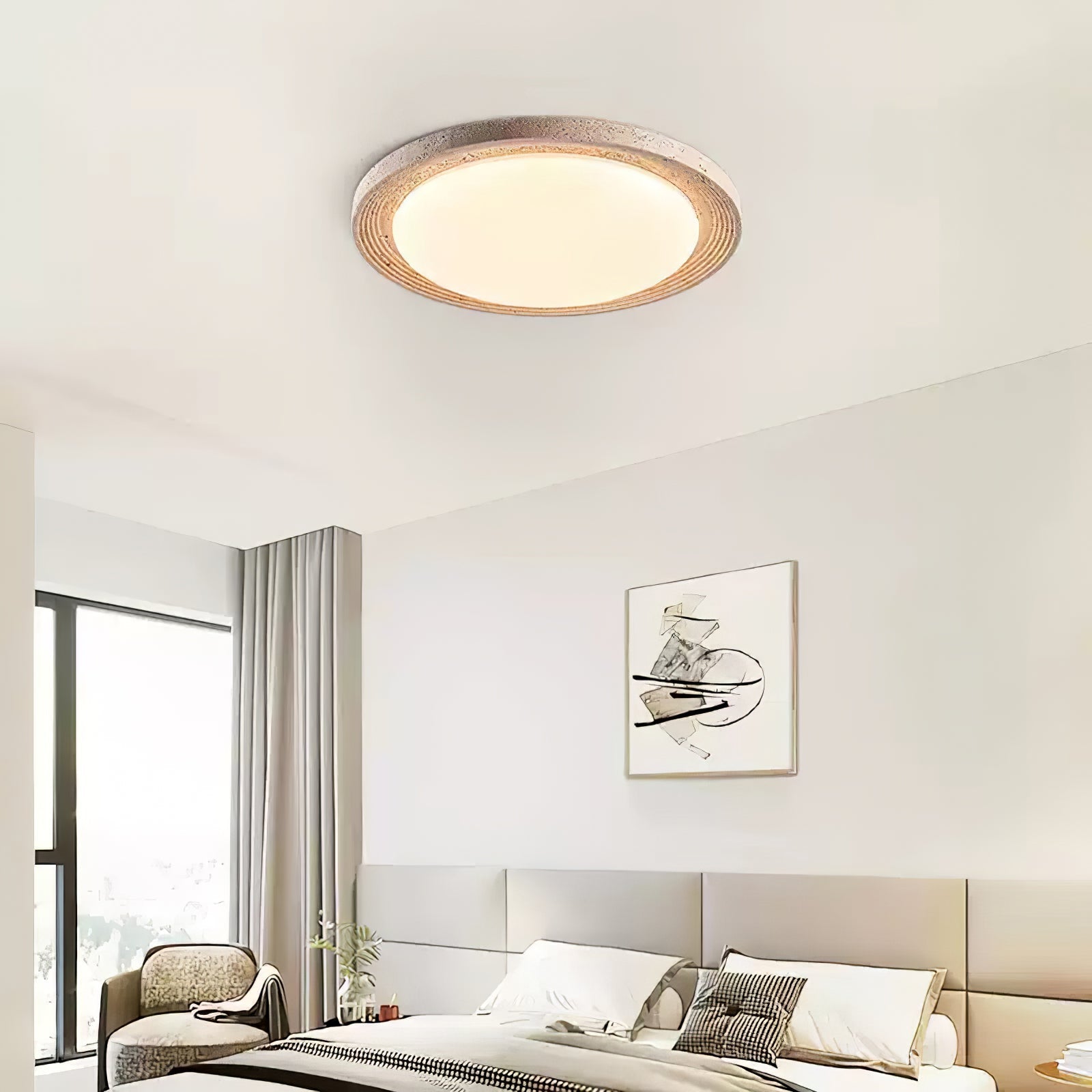 Olphaan Ringed Travertine Ceiling Light - Neutralighting