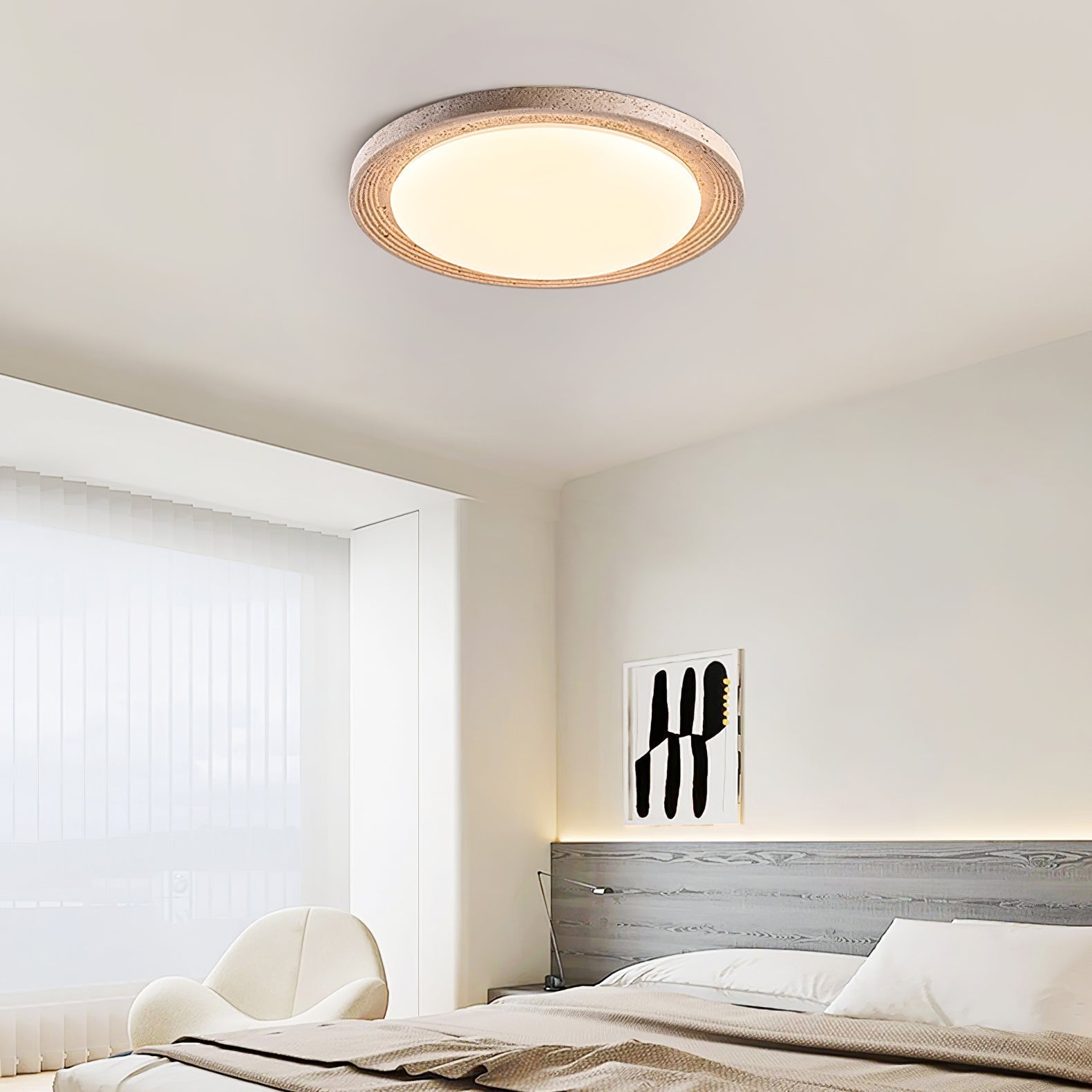 Olphaan Ringed Travertine Ceiling Light - Neutralighting