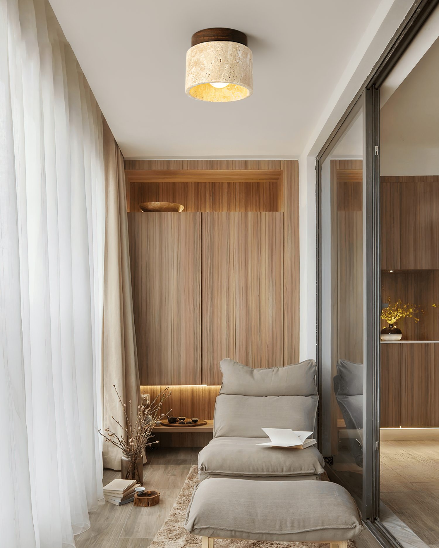 Ritta Stone Travertine Ceiling Light - Letslighting