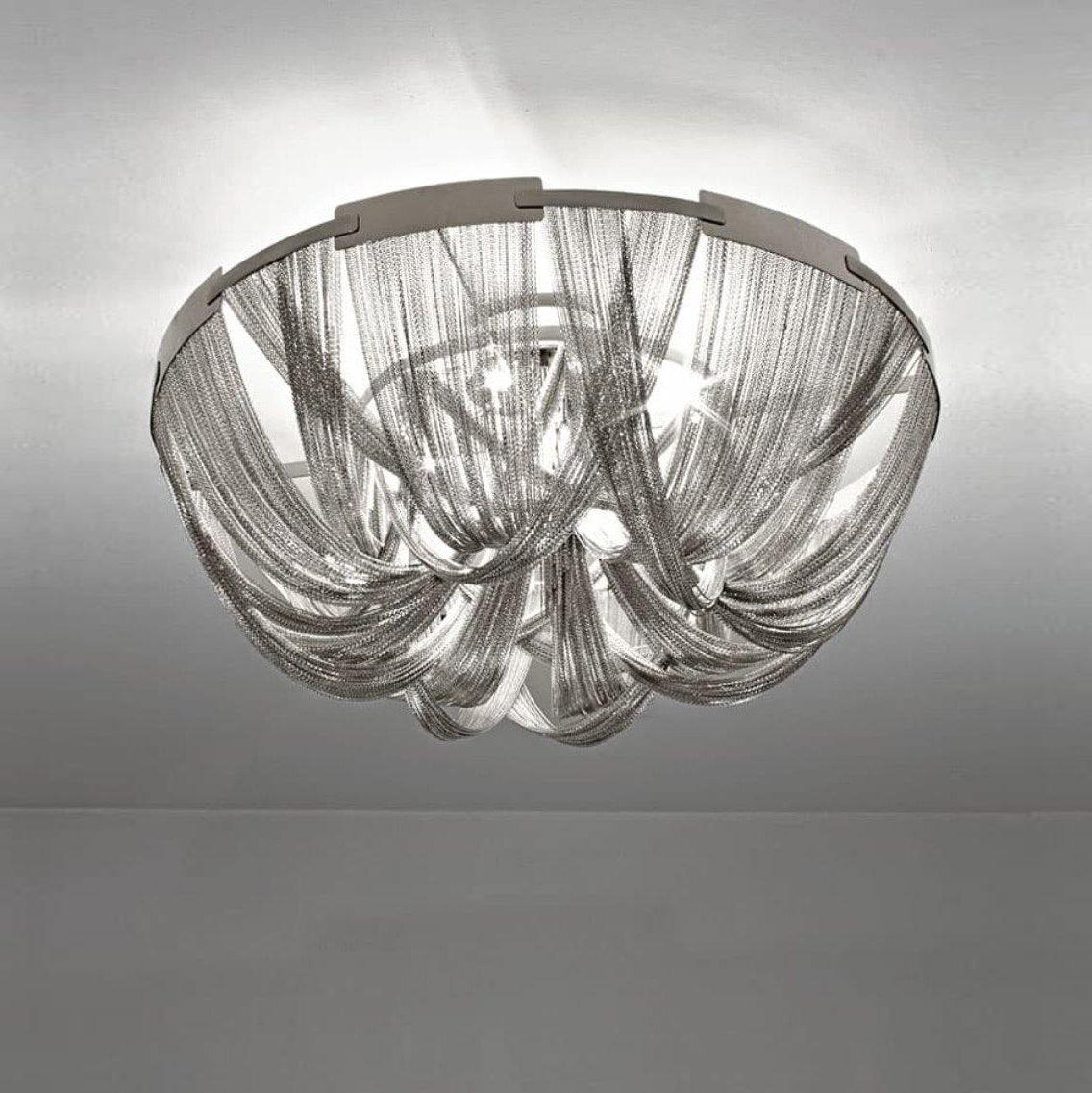 Lustra Deckenleuchte Quaste Aluminium Kette Nickel Rahmen-Letslighting