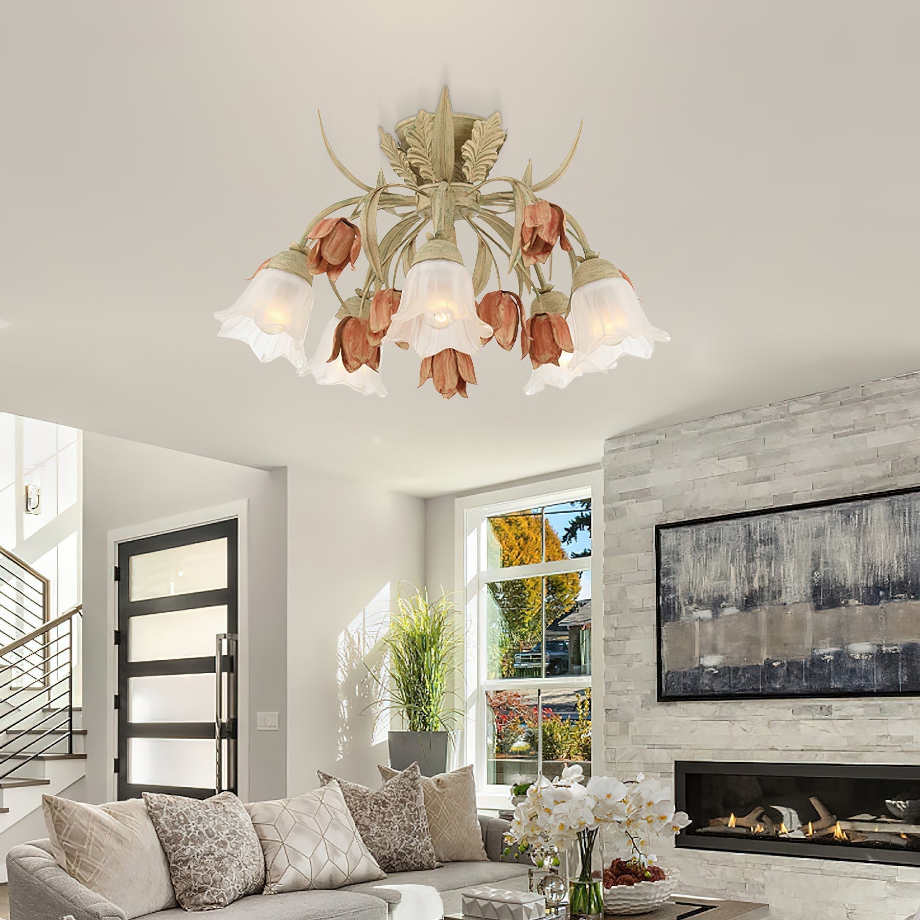 Veshael Elegance Art Deckenleuchte aus Rosenglas-Letslighting
